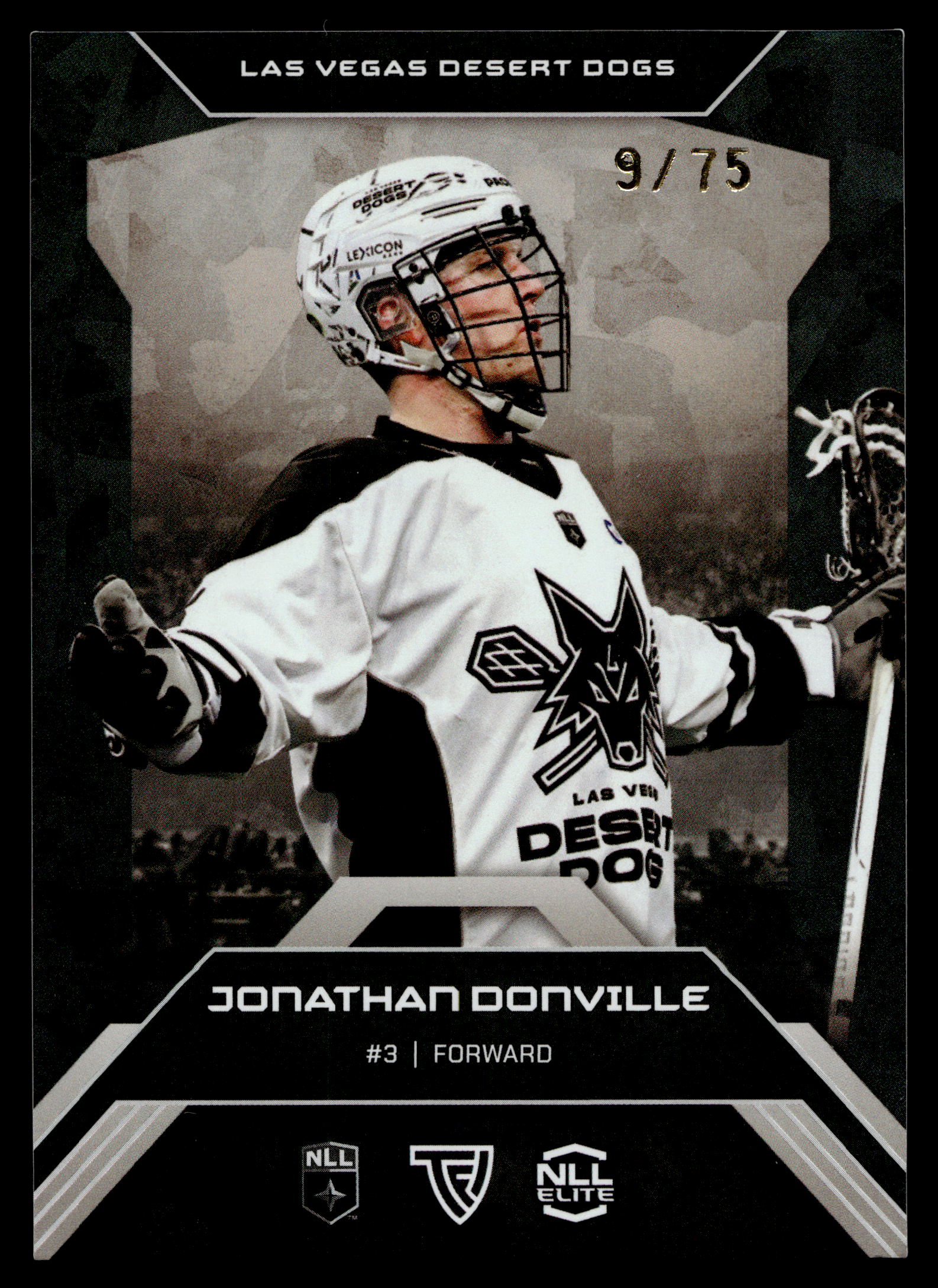 Jonathan Donville 2026 TFL NLL ELITE Las Vegas Desert Dogs Home Floor 9/75 #E20