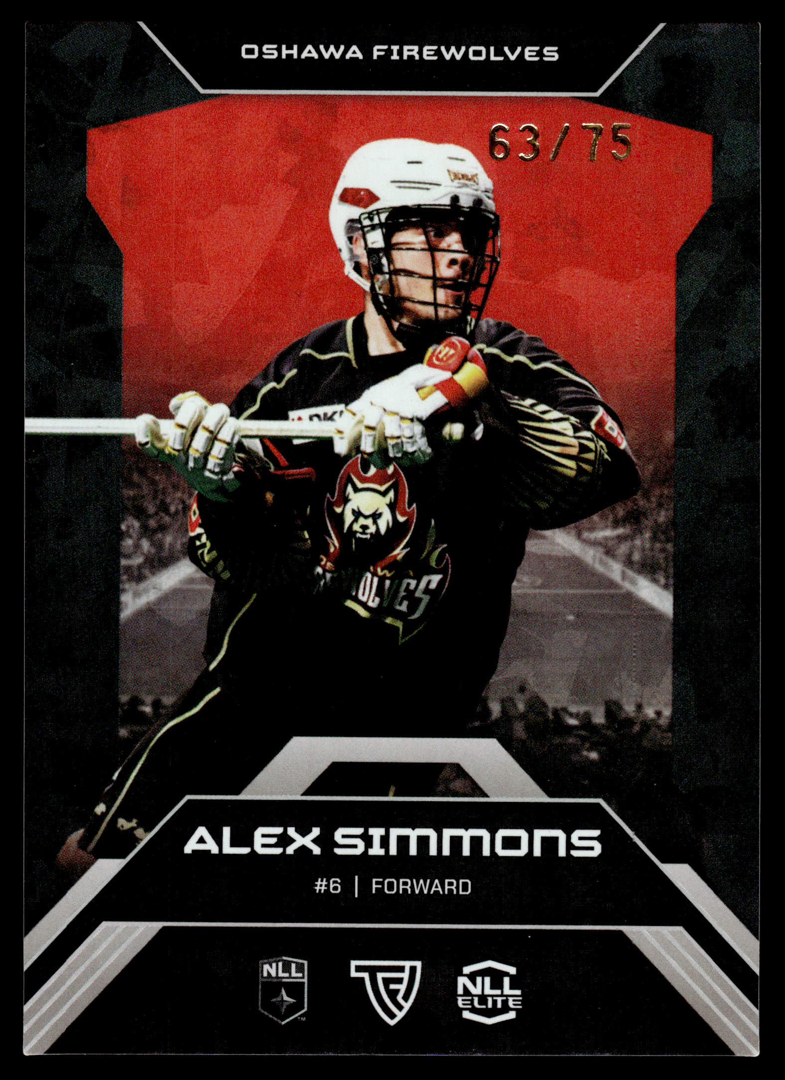 Alex Simmons 2026 TFL NLL ELITE Oshawa Firewolves Home Floor 63/75 #E7