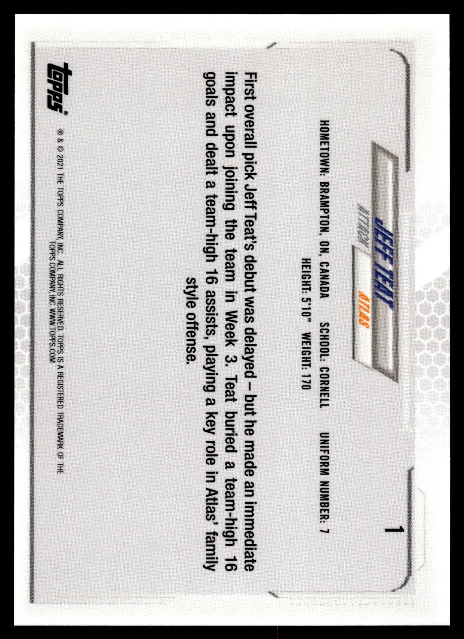 Jeff Teat 2021 Topps PLL First Edition Atlas #31