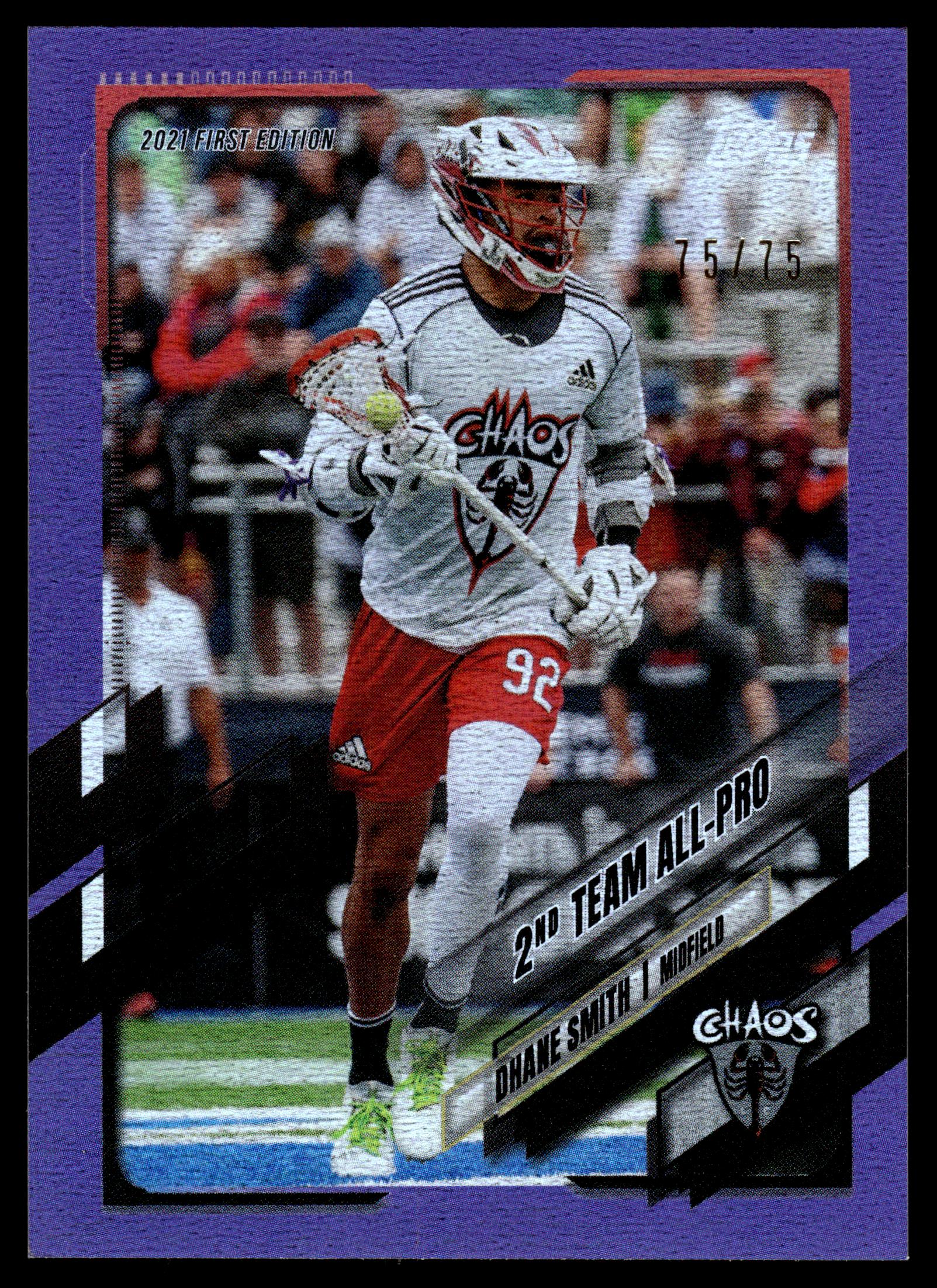 Dhane Smith 2021 Topps PLL First Edition Carolina Chaos Purple 70/75 #48