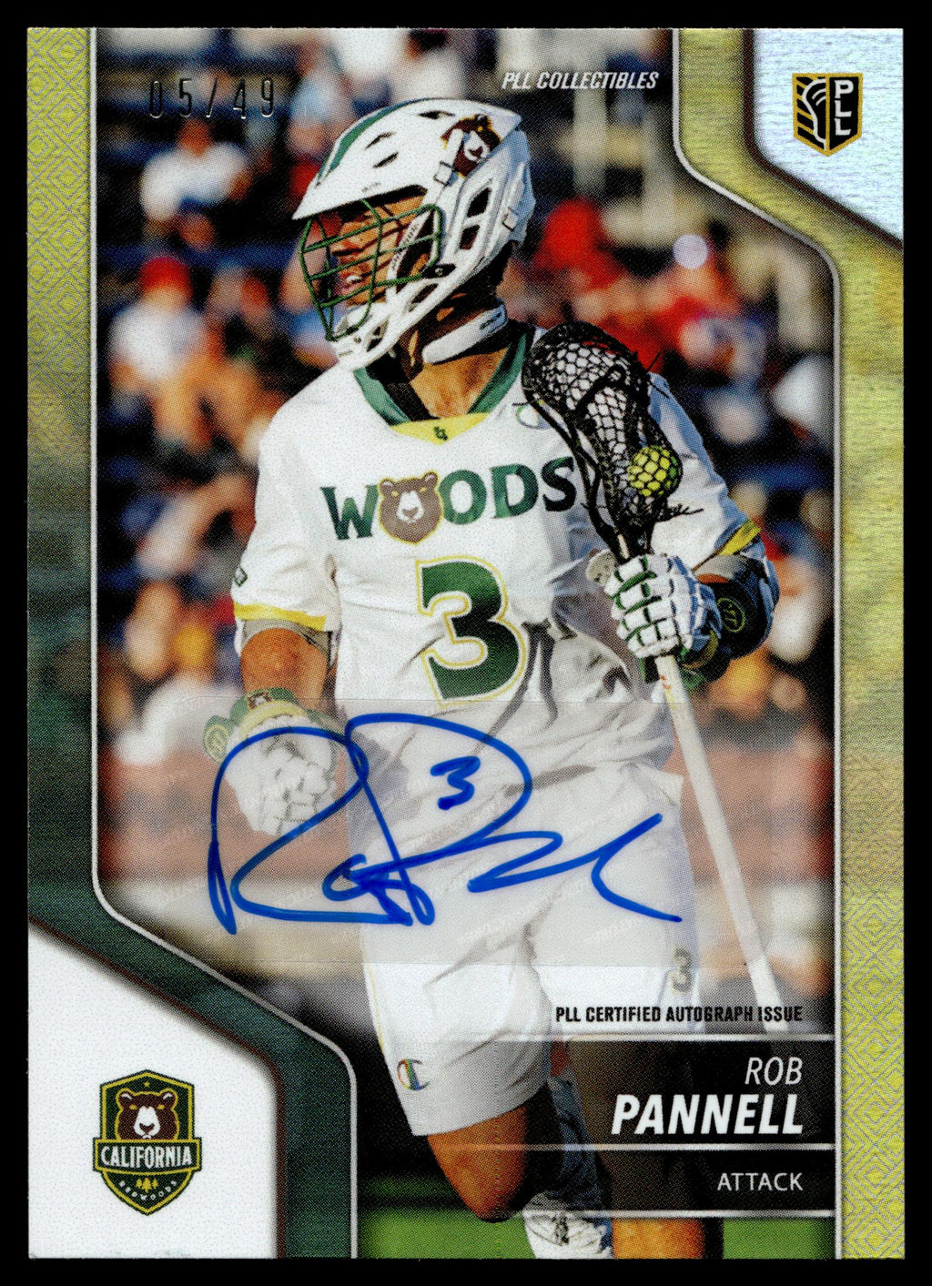 Rob Pannell 2024 Premier Lacrosse League California Redwoods 05/49 Autograph #111