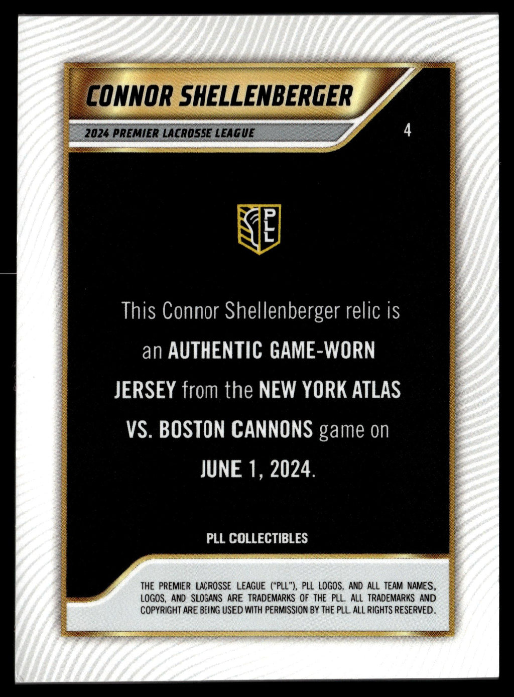 Connor Shelllenberger 2024 PLL New York Atlas Relic #4