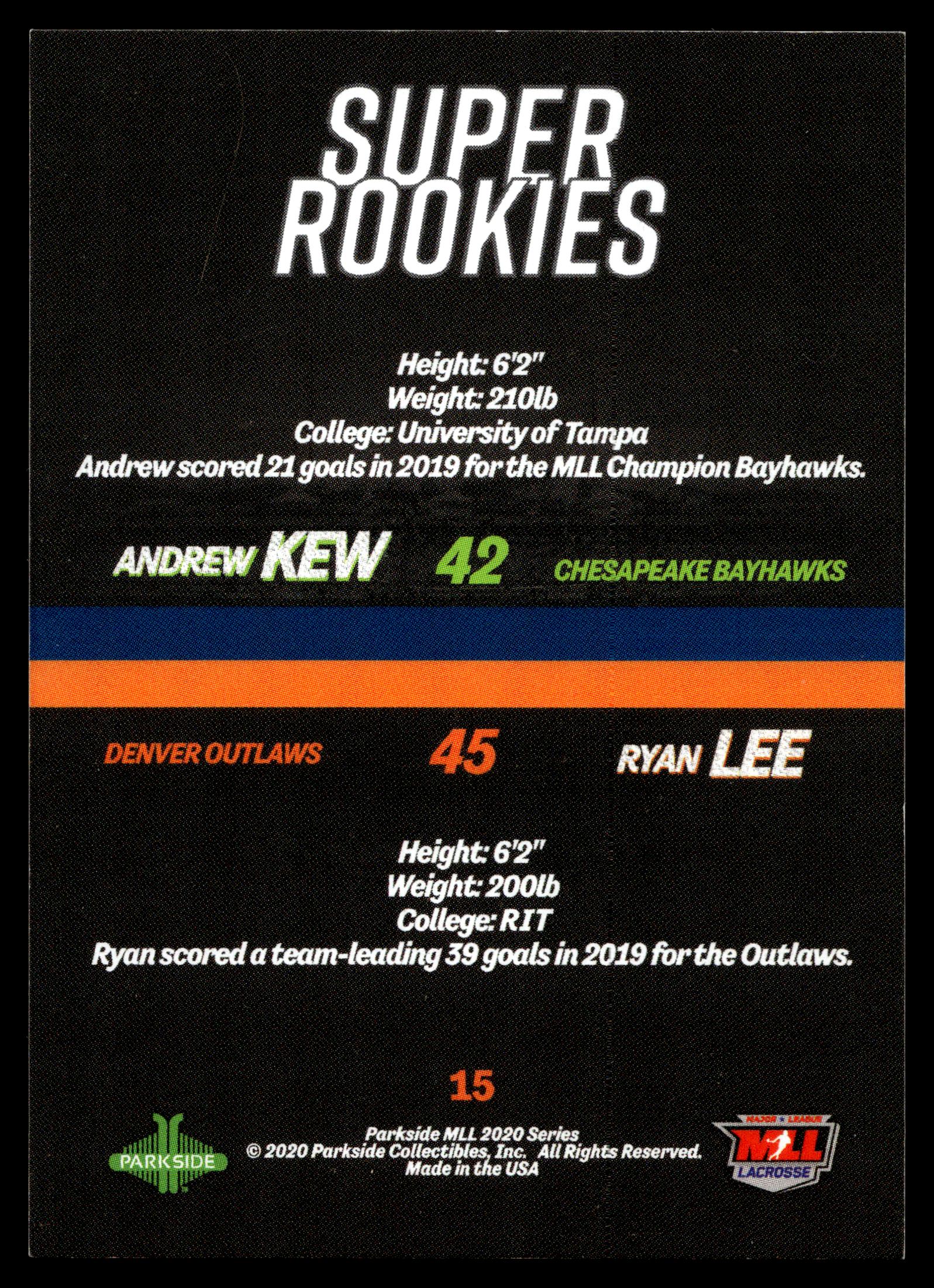 Andrew Kew/Ryan Lee 2020 MLL Parkside Select Series Bayhawks/Denver #15