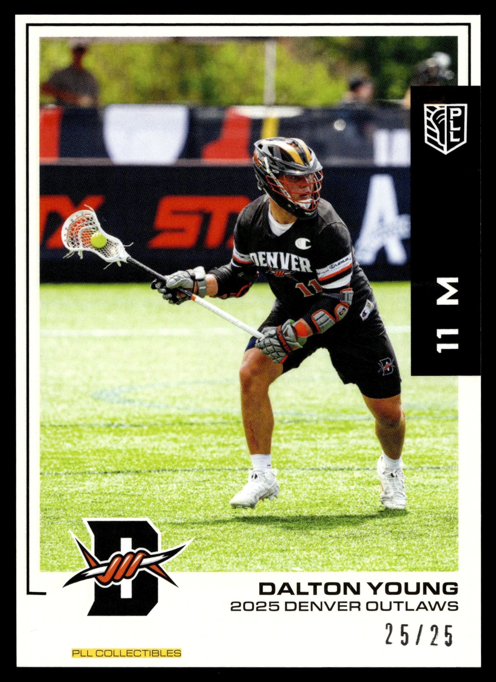 Dalton Young 2025 PLL Flagship Denver Outlaws Black 25/25 Bookend #