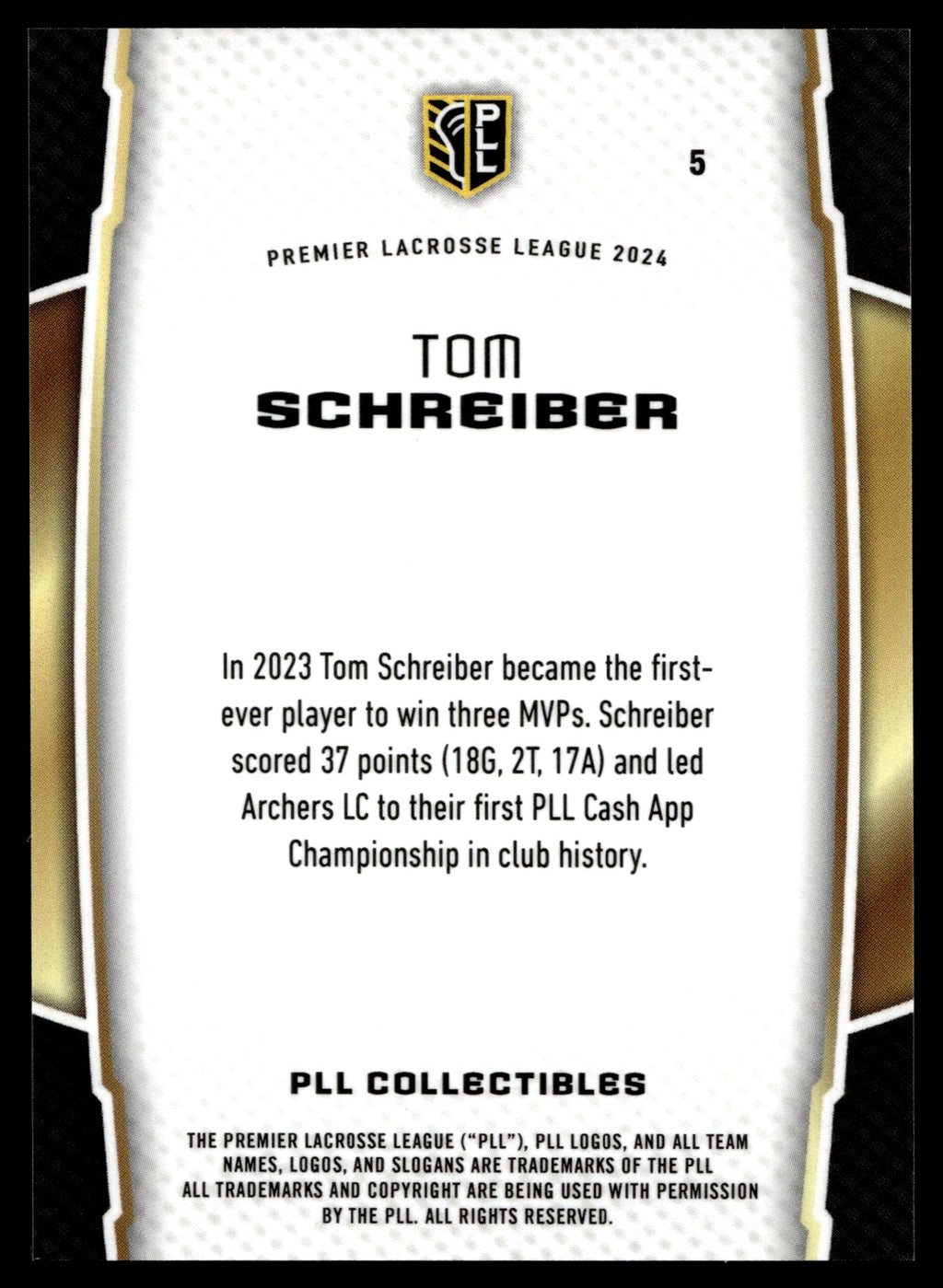 Tom Schreiber 2024 PLL Release Utah Archers MVP #5