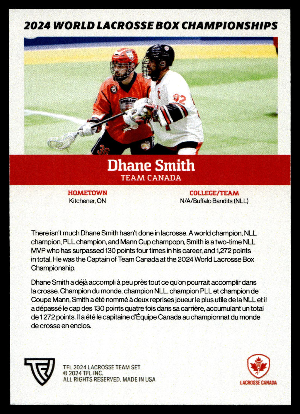 Dhane Smith 2024 TFL WBLC Team Canada