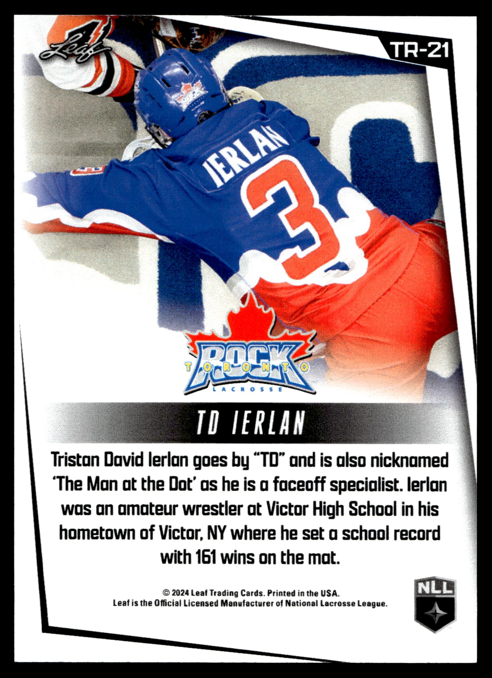 TD Ierlan 2025 Leaf Toronto Rock Toronto Rock #TR-21
