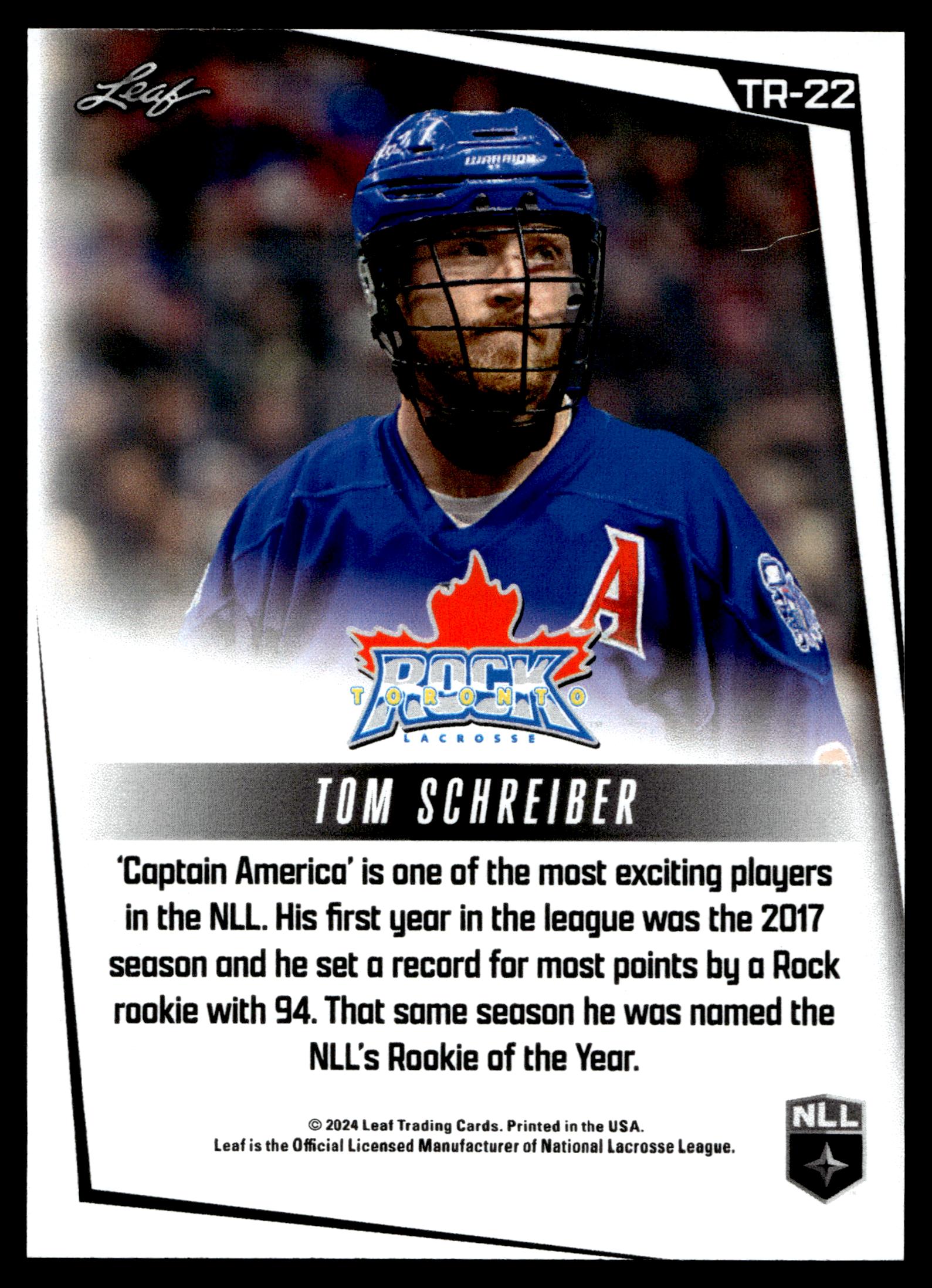 Tom Schreiber 2025 Leaf Toronto Rock Toronto Rock #TR-22