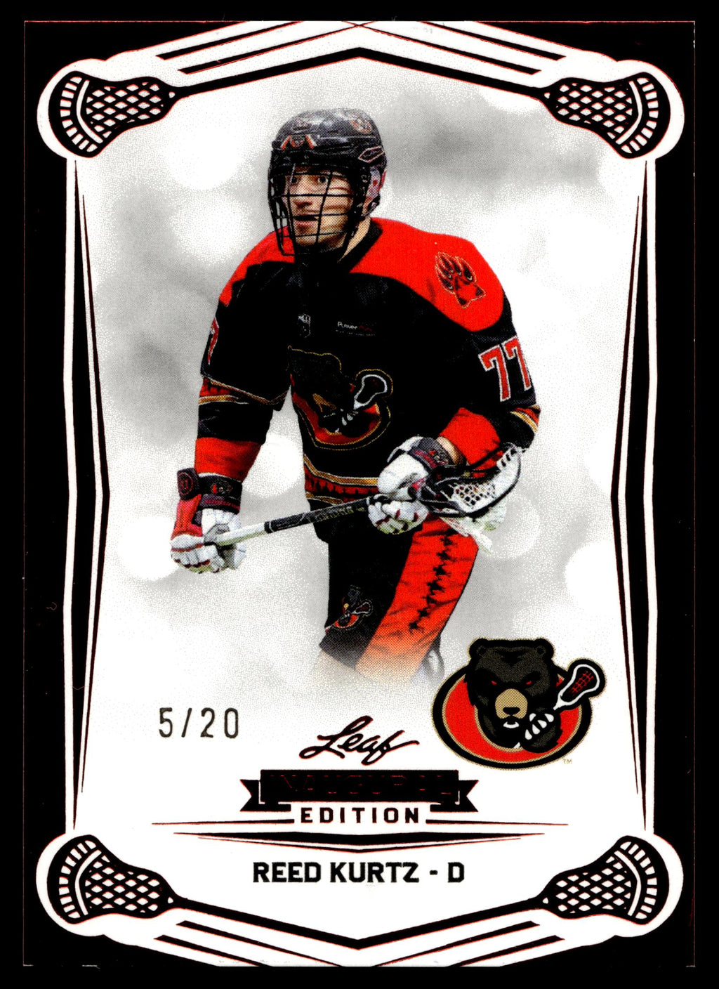 Reed Kurtz 2024 Lesf NLL Inagaural Ottawa Black Bears Red 5/20 #73