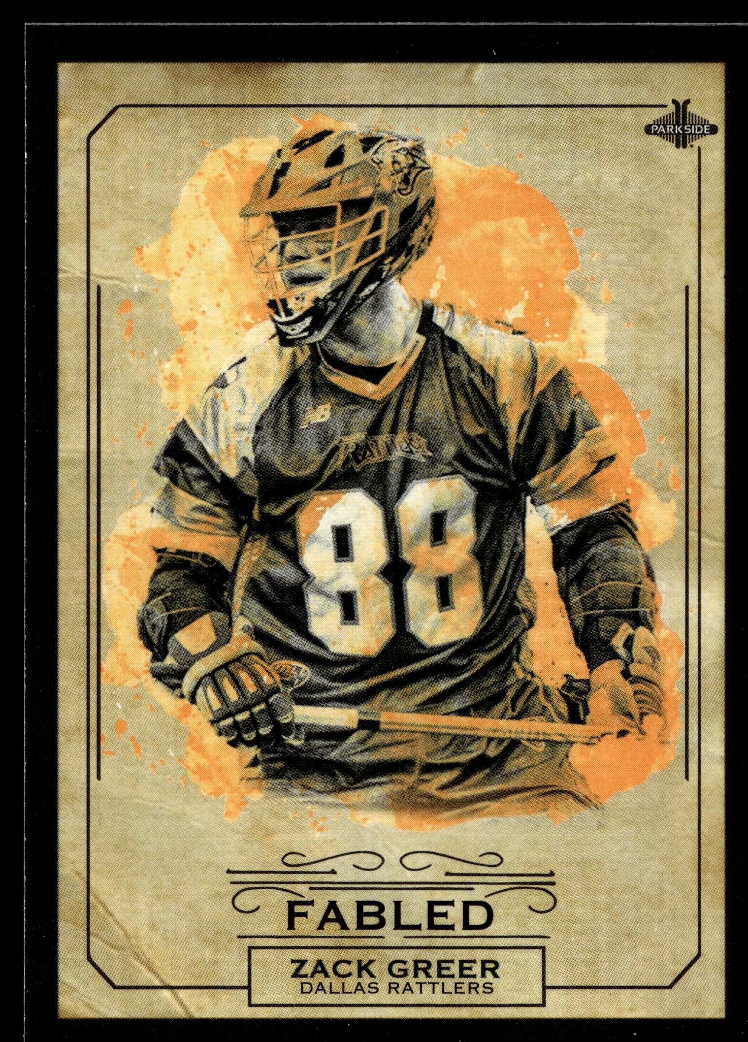 Zack Greer 2019 MLL Premier Series Dallas Rattlers Fabled #FA-03