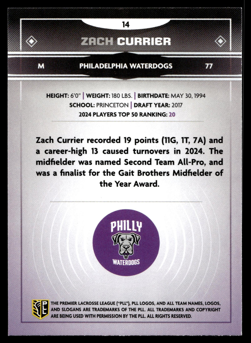 Zach Currier 2025 PLL Fieldside New York Atlas #14