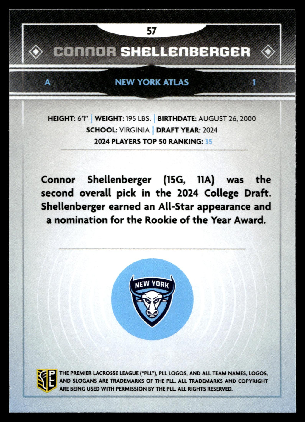 Connor Shellenberger 2025 PLL Fieldside New York Atlas #57