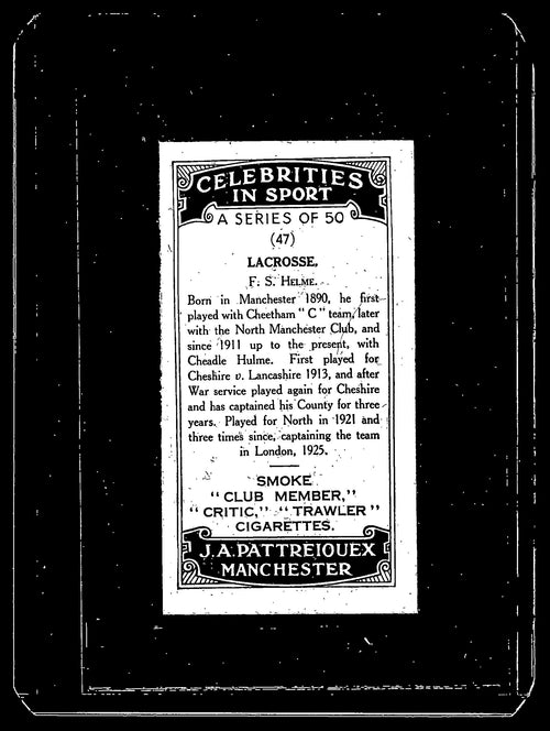 1930 F.S. Helme Celebrities In Sport Cheadle Hulme #47