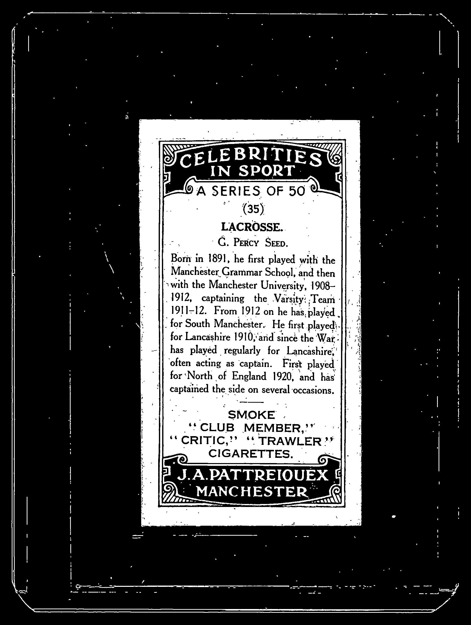 1930 G. Percy Seed Celebrities In Sport Manchester University #35