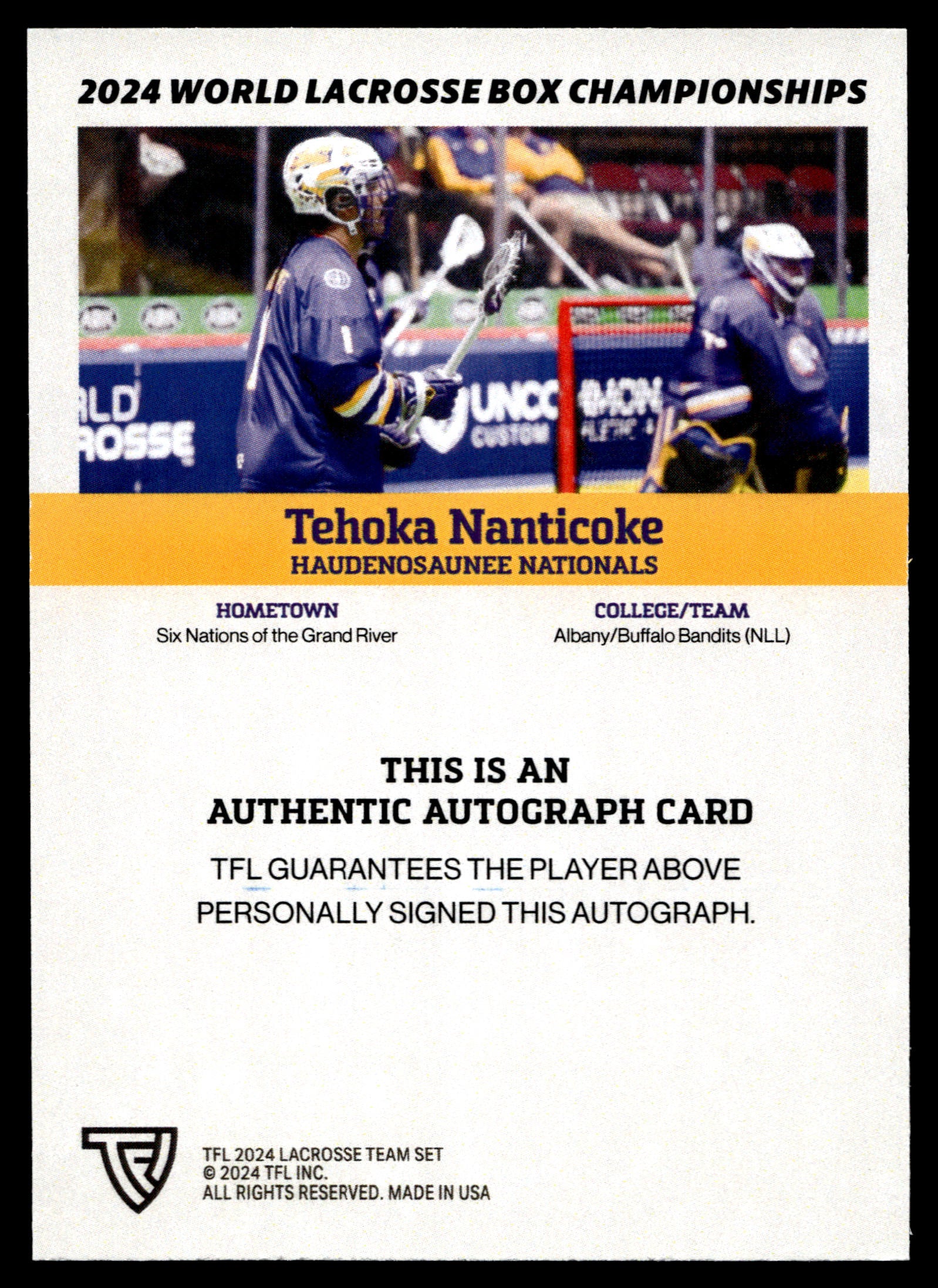 Tehoka Nanticoke 2024 TFL WBLC Team Haudenosaunee Base Auto