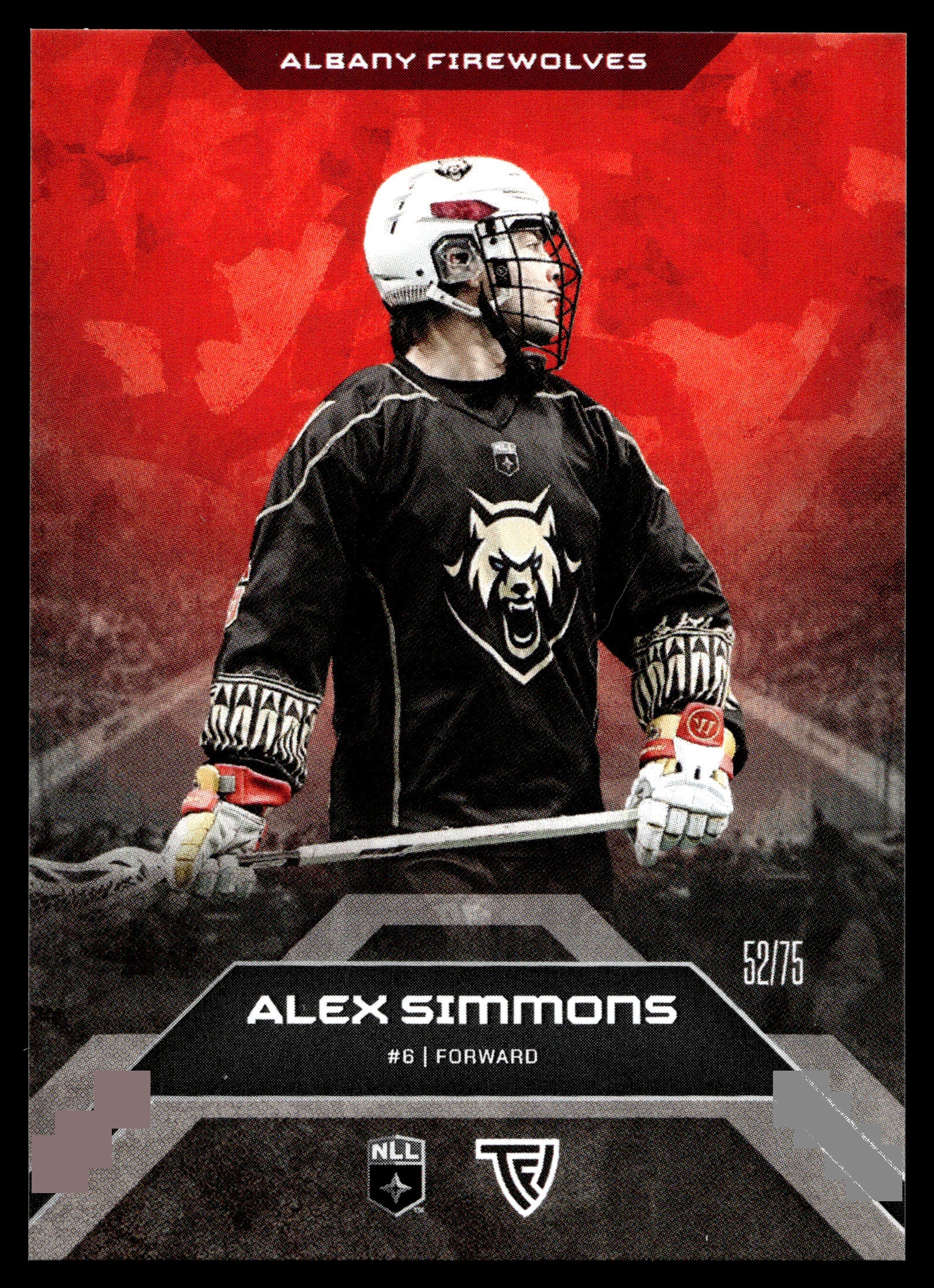 Alex Simmons 2025 TFL Sports NLL Albany Firewolves Home Floor 52/75 #92