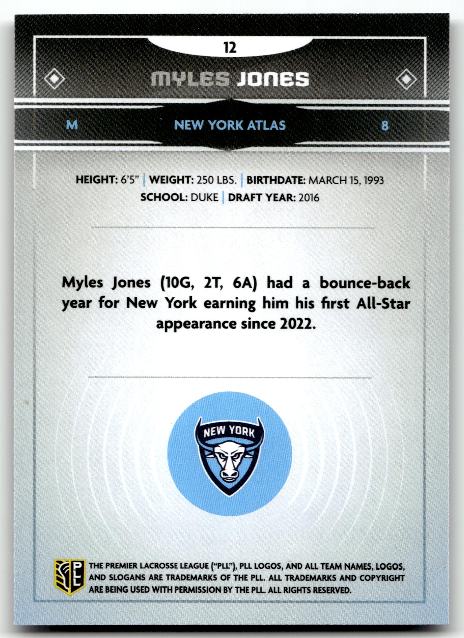 Myles Jones 2025 PLL Fieldside New York Atlas Cream Of The Cropped #12