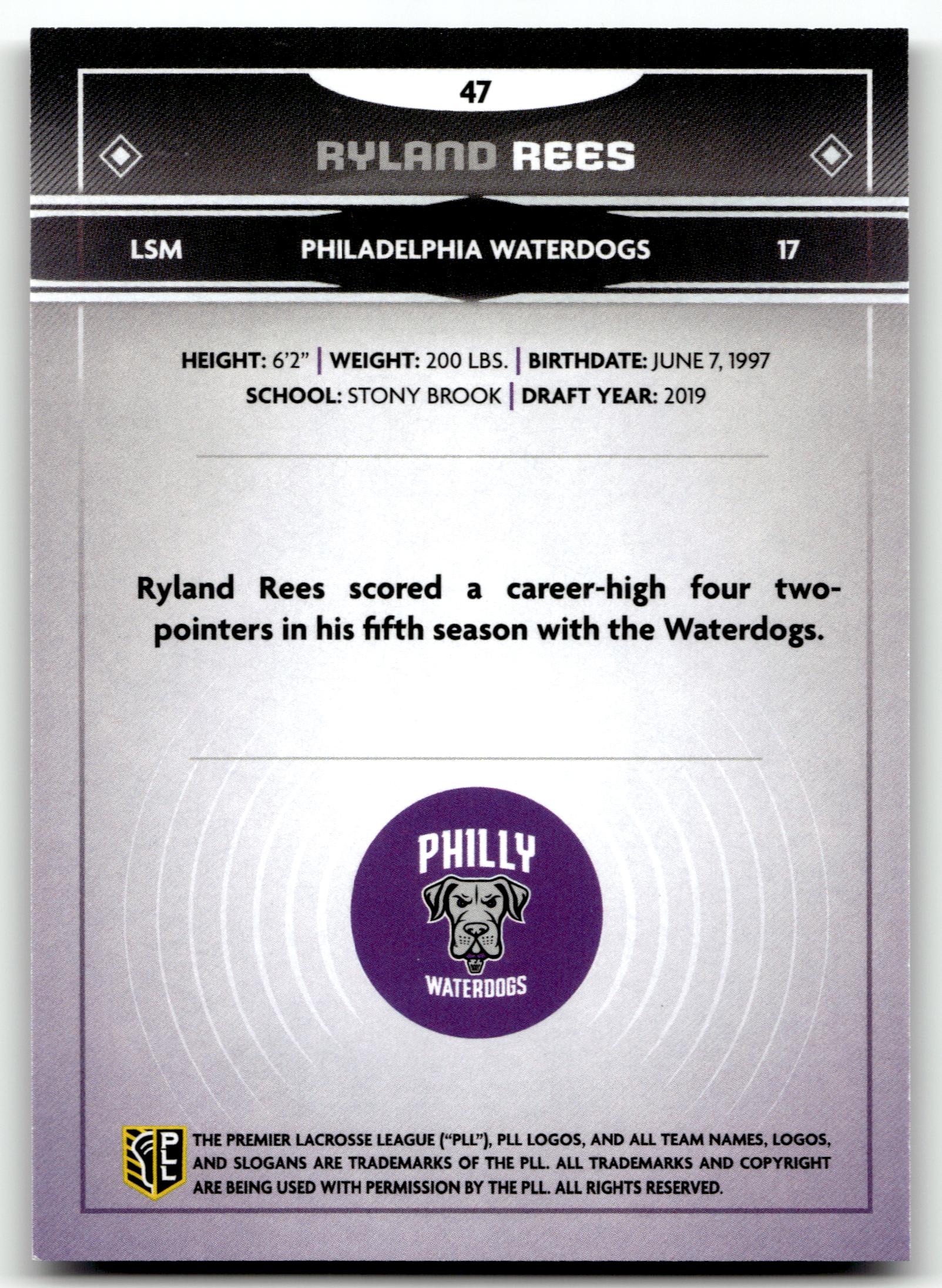 Ryland Rees 2025 PLL Fieldside Philadelphia Waterdogs Cream Of The Cropped #47