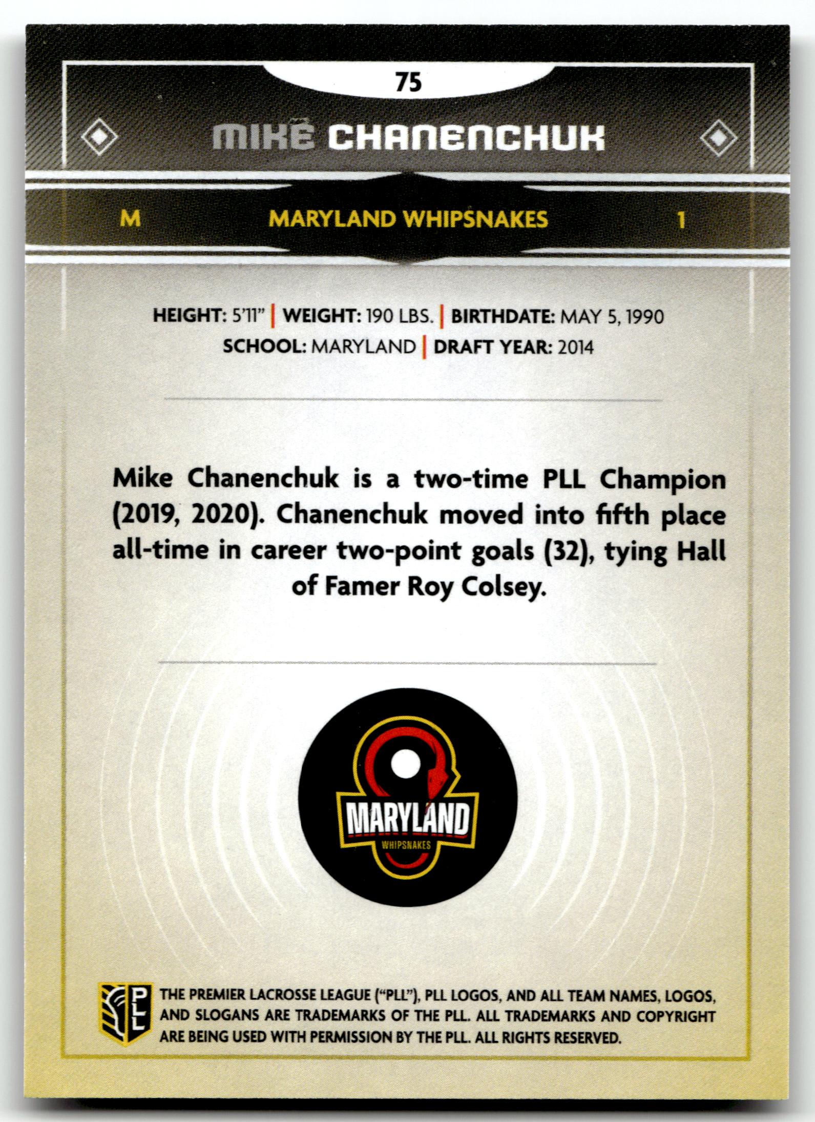 Mike Chanenchuk 2025 PLL Fieldside Maryland Whipsnakes Cream Of The Cropped #75