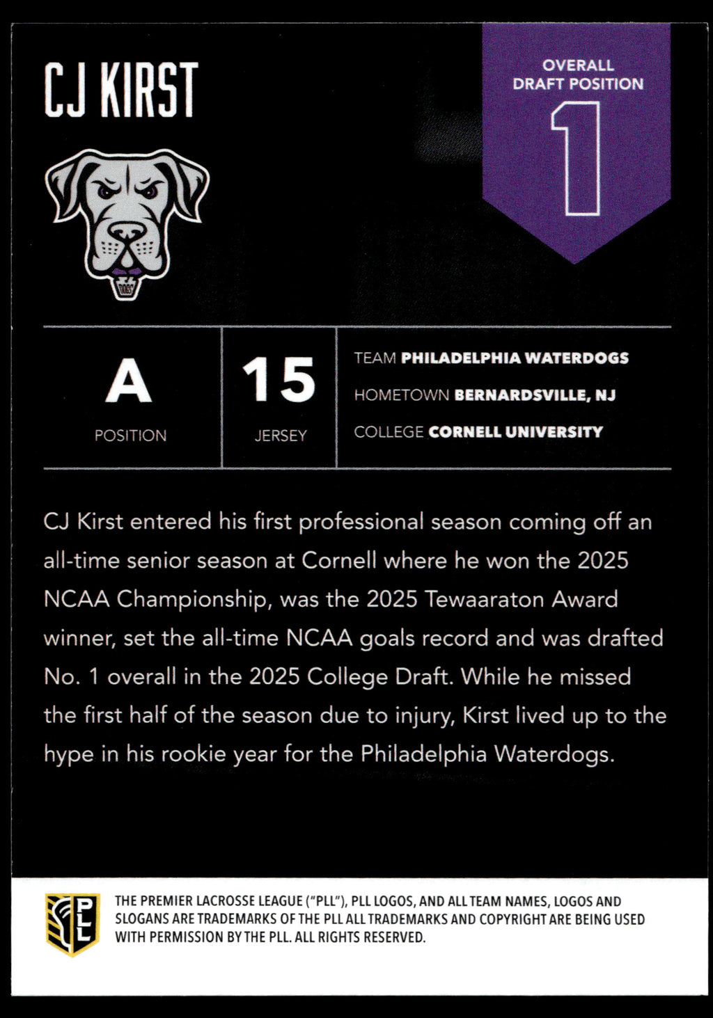 CJ Kirst 2025 PLL Flagship Philadelphia Waterdogs Highly Anticipated