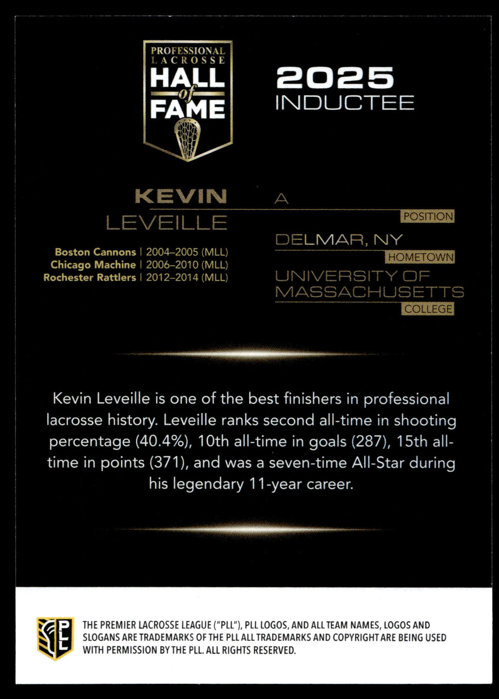 Kevin Leveille 2025 PLL Flagship Rochester Rattlers Commemoration 31/50