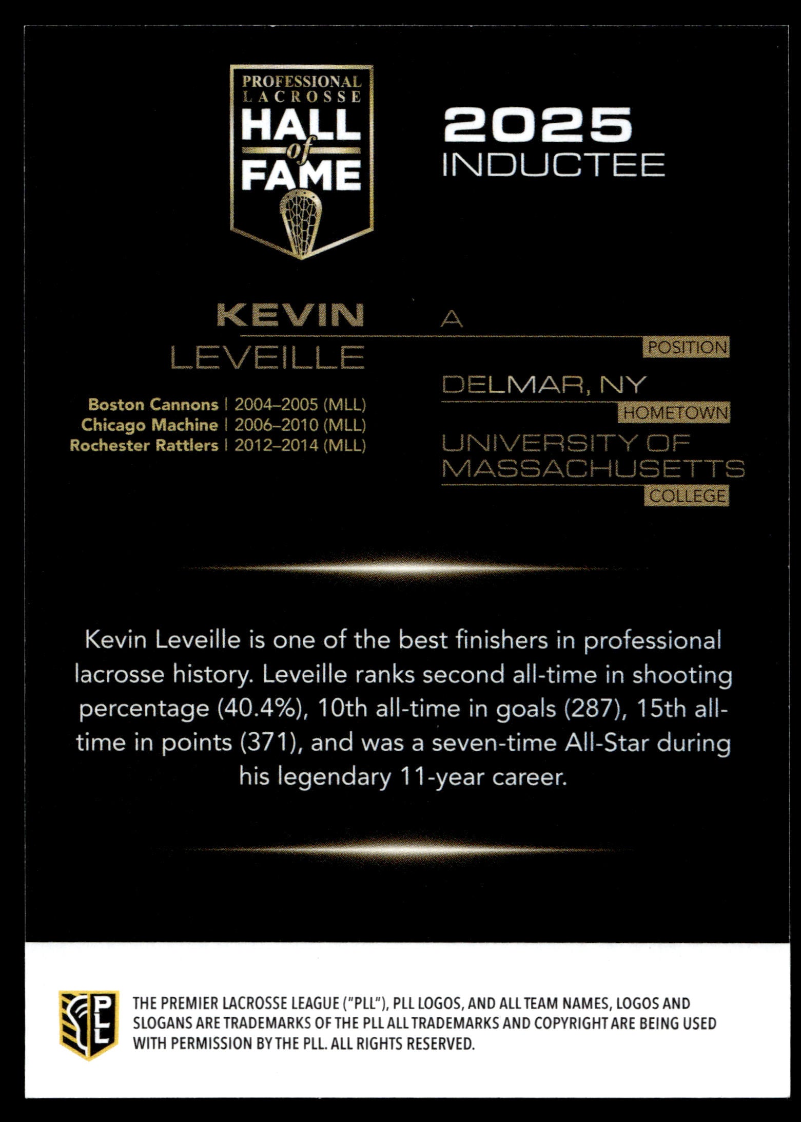 Kevin Leveille 2025 PLL Flagship Rochester Rattlers Commemoration 31/50