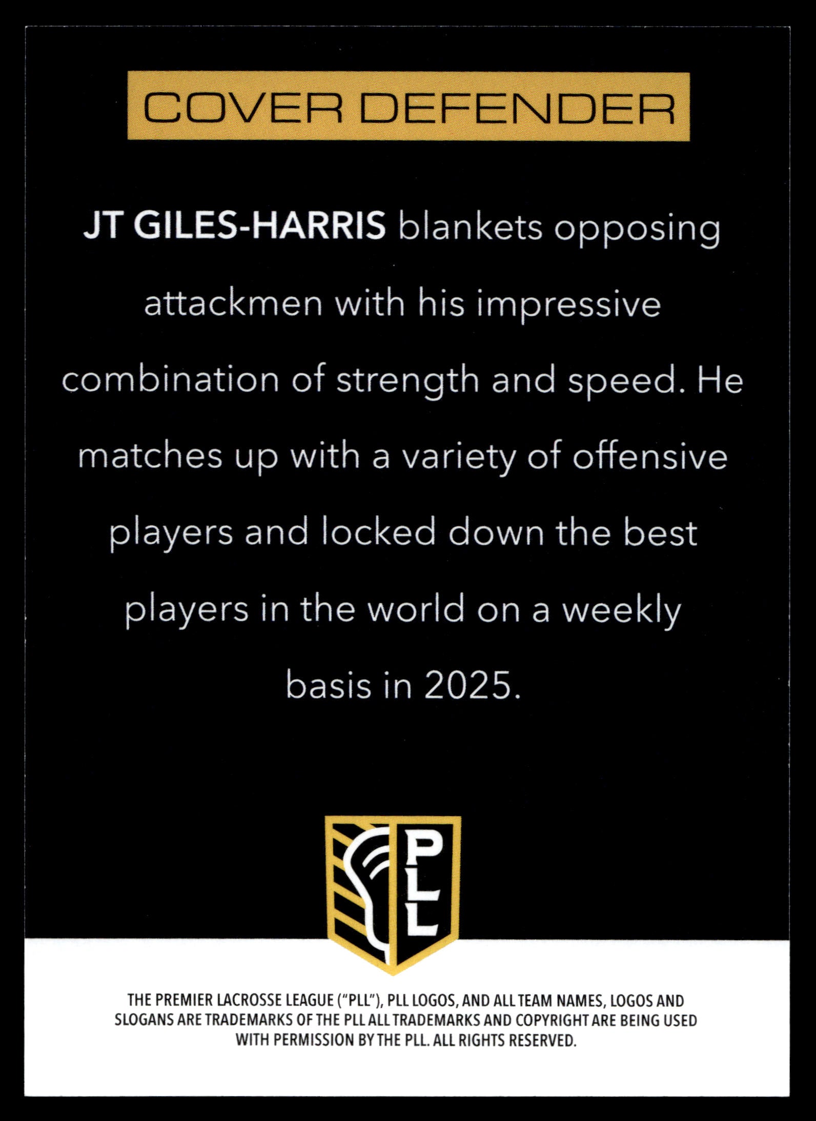 JT Giles-Harris 2025 PLL Flagship Denver Outlaws Prototypes 12/50