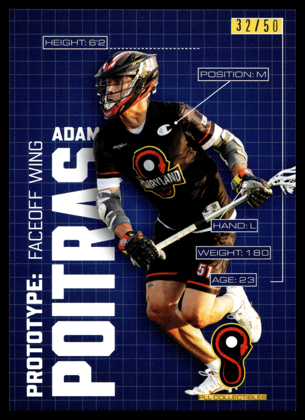 Adam Poitras 2025 PLL Flagship Maryland Whipsnakes Prototypes 32/50