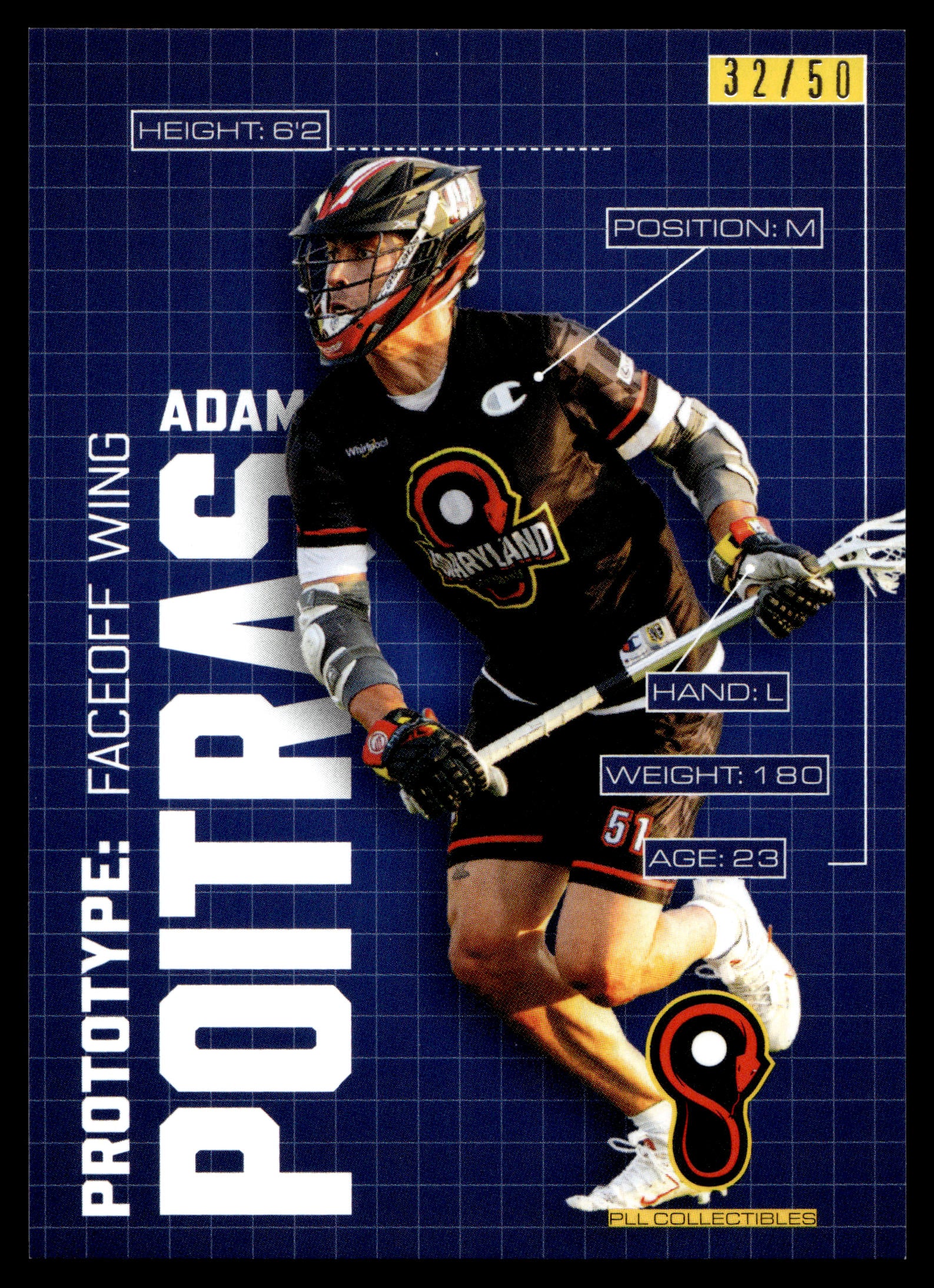 Adam Poitras 2025 PLL Flagship Maryland Whipsnakes Prototypes 32/50