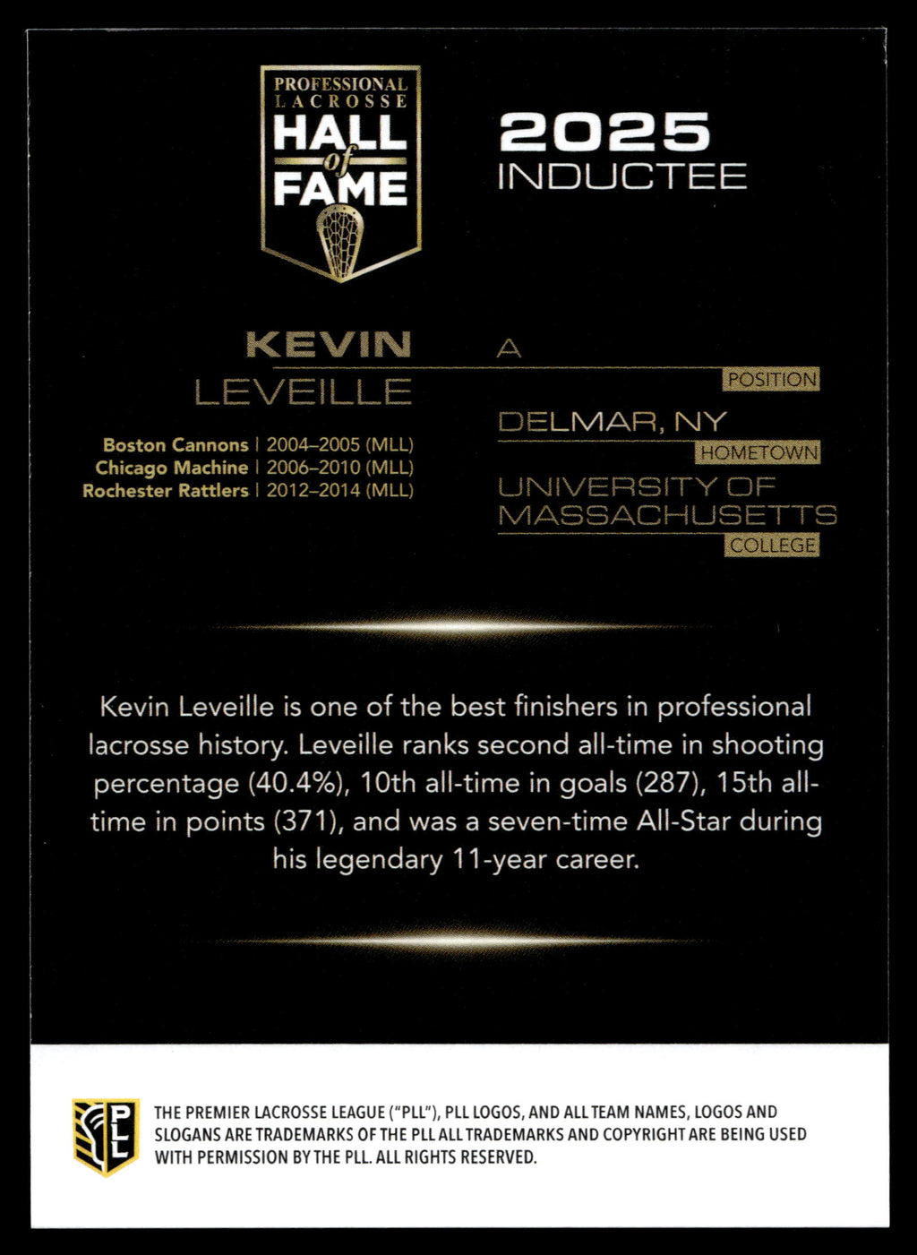 Kevin Leveille 2025 PLL Flagship Rochester Rattlers Commemoration