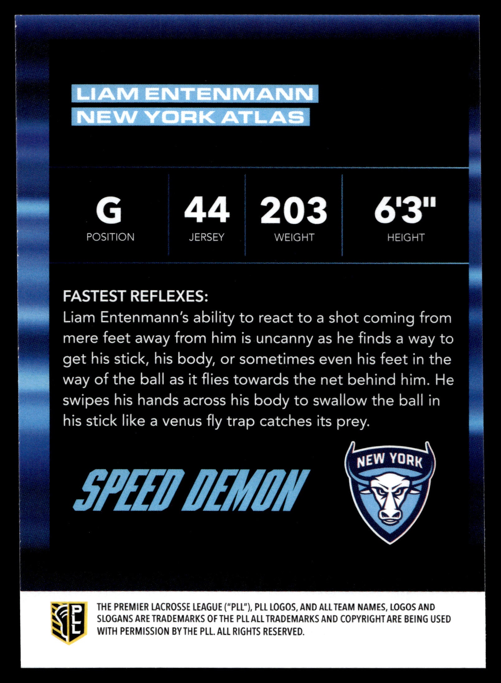 Liam Entenmann 2025 PLL Flagship New York Atlas Speed Demons