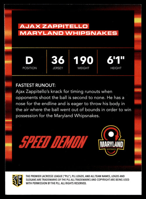 Ajax Zappitello 2025 PLL Flagship Maryland Whipsnakes Speed Demons