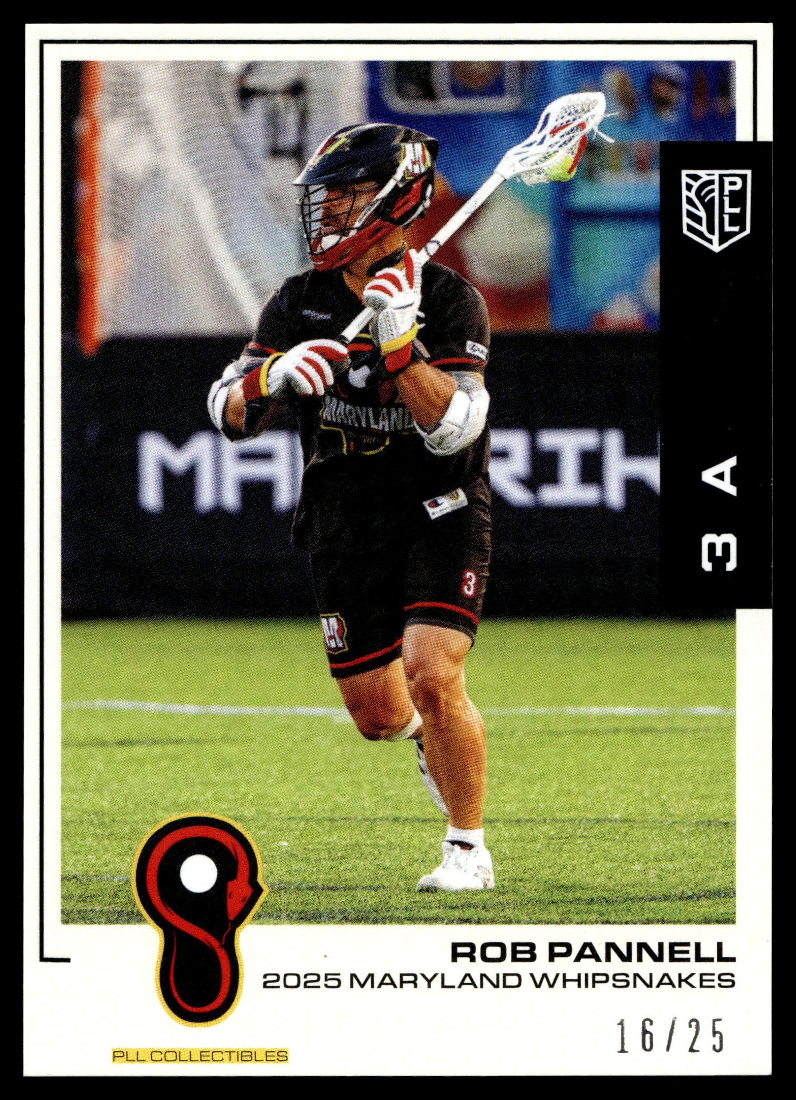 Rob Pannell 2025 PLL Flagship Maryland Whipsnakes Black Parallel 16/25 #86