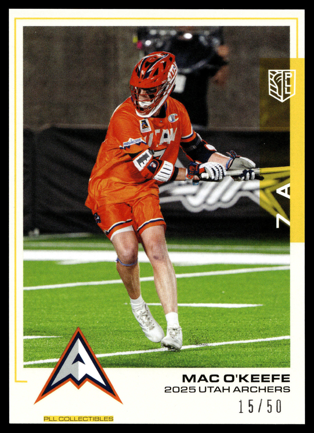Mac O'Keefe 2025 PLL Flagship Utah Archers Yellow Parallel 15/50 #72
