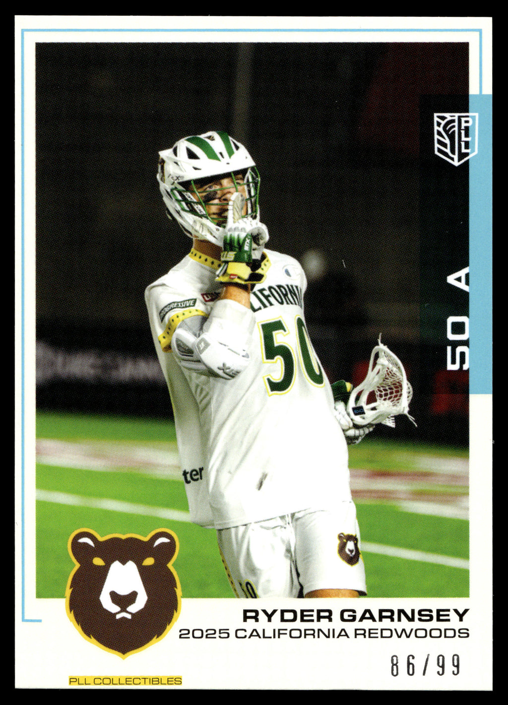 Ryder Garnsey 2025 PLL Flagship California Redwoods Blue Parallel 86/99 #102