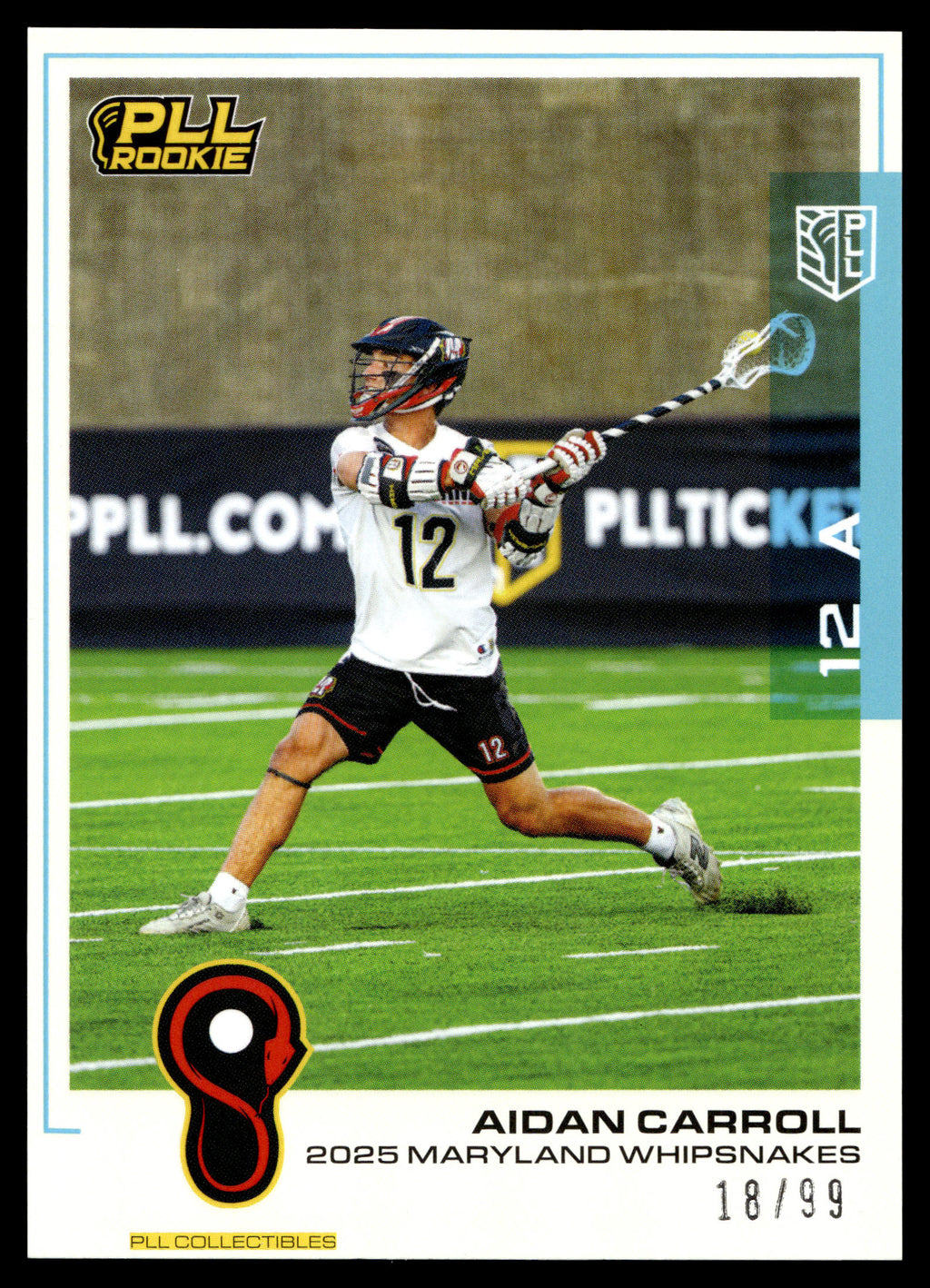 Aidan Carroll 2025 PLL Flagship Maryland Whipsnakes Blue Parallel 18/99 #145
