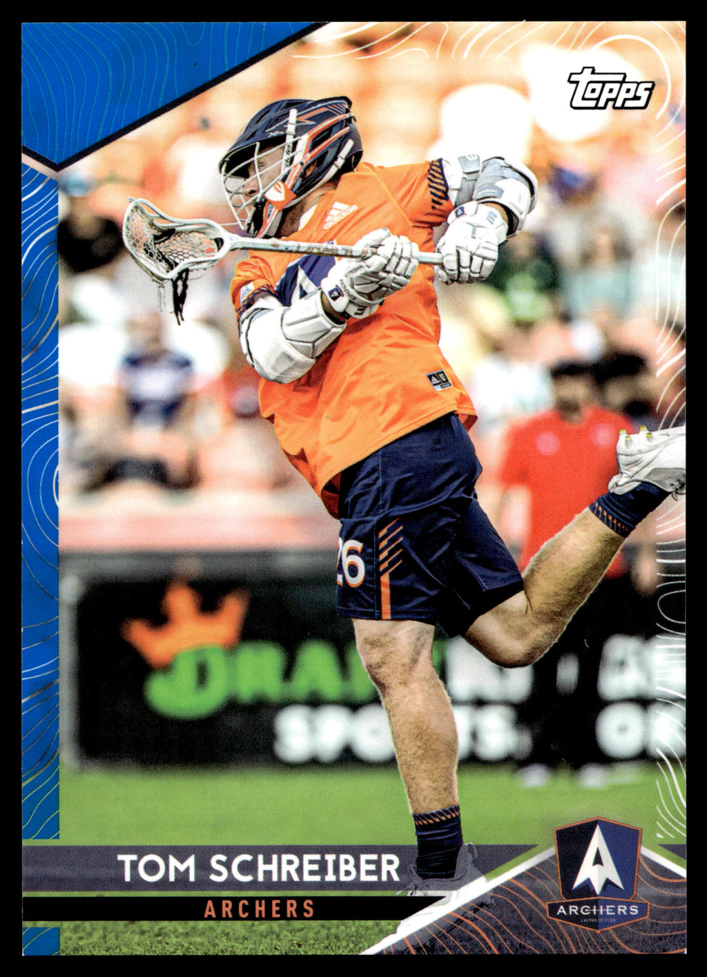 Tom Schreiber 2022 Topps PLL Utah Archers Blue 02/99 #188