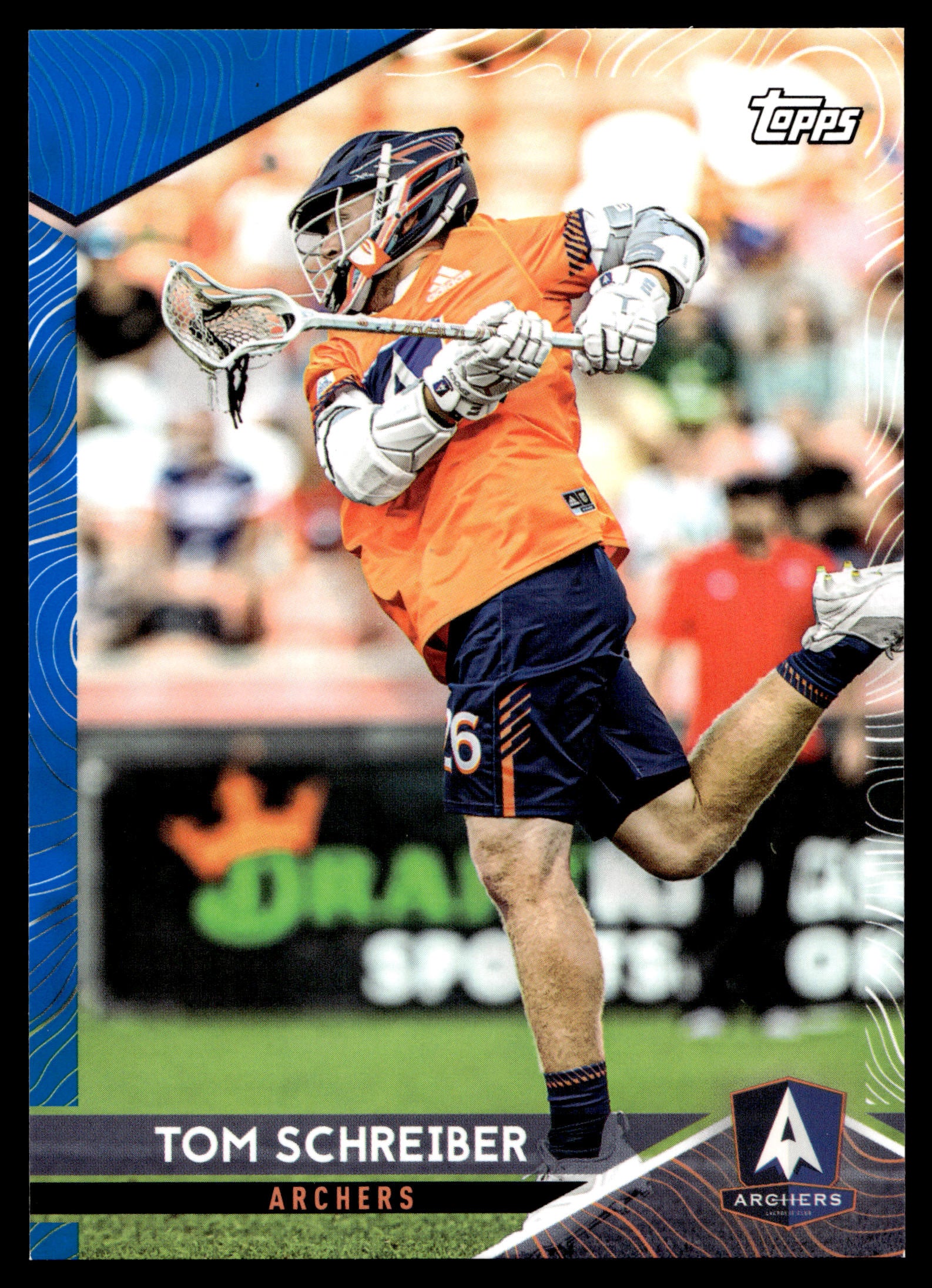 Tom Schreiber 2022 Topps PLL Utah Archers Blue 02/99 #188
