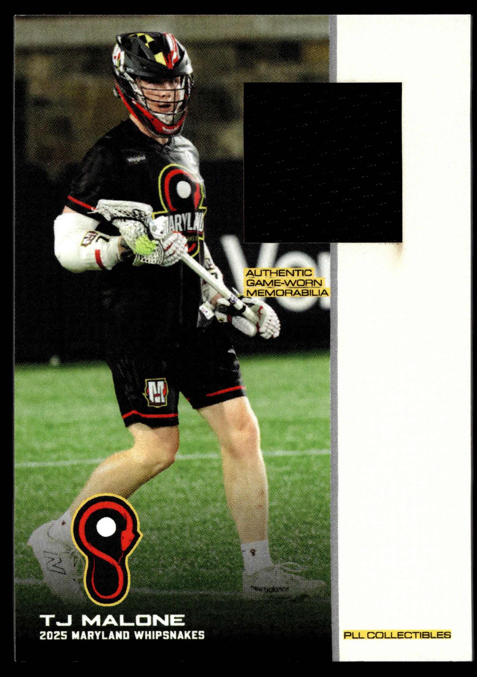 T.J. Malone 2025 PLL Flagship Maryland Whipsnakes Relic