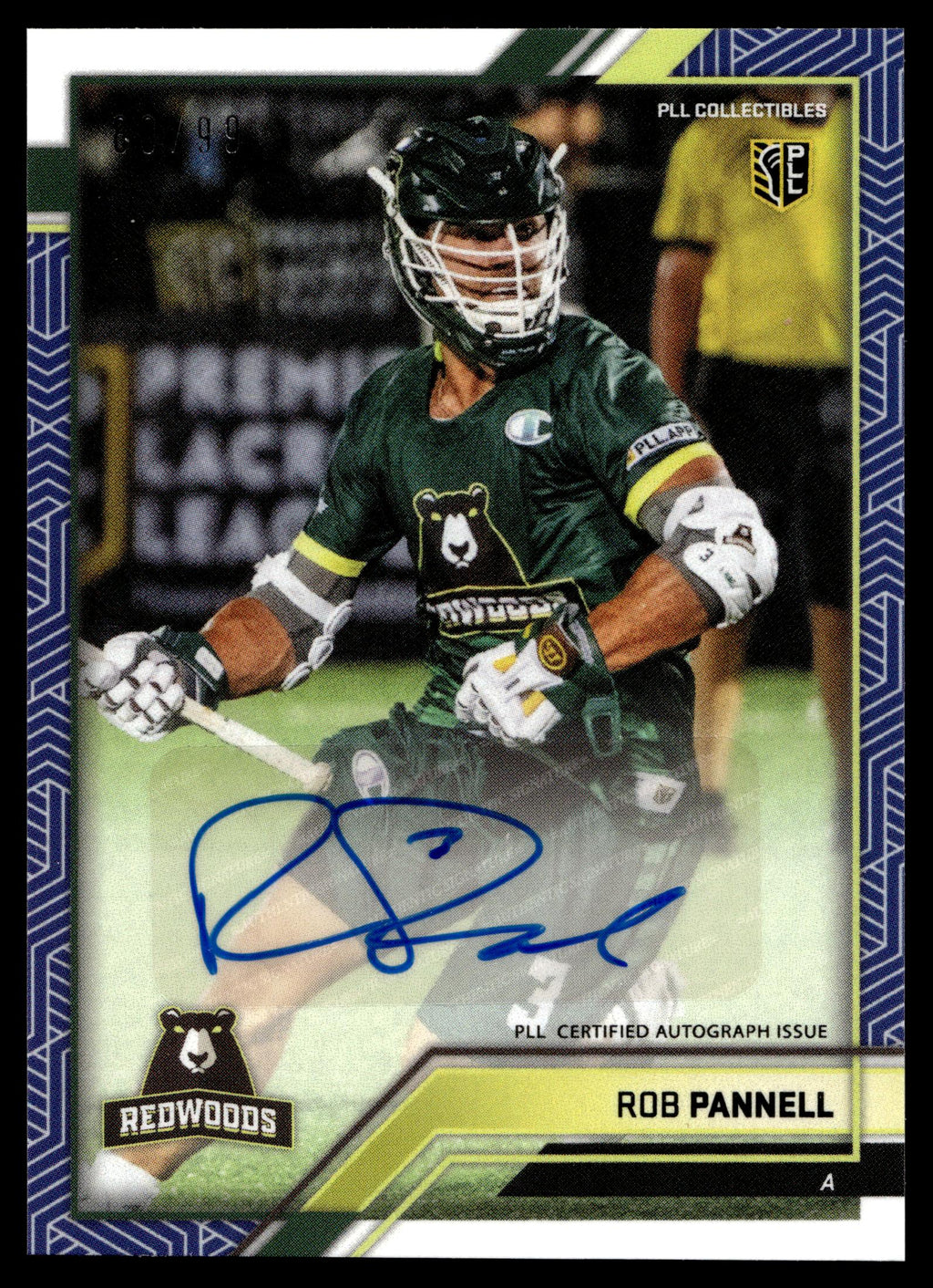 Rob Pannell 2023 PLL Snapshot California Redwoods Blue Auto 69/99 #15