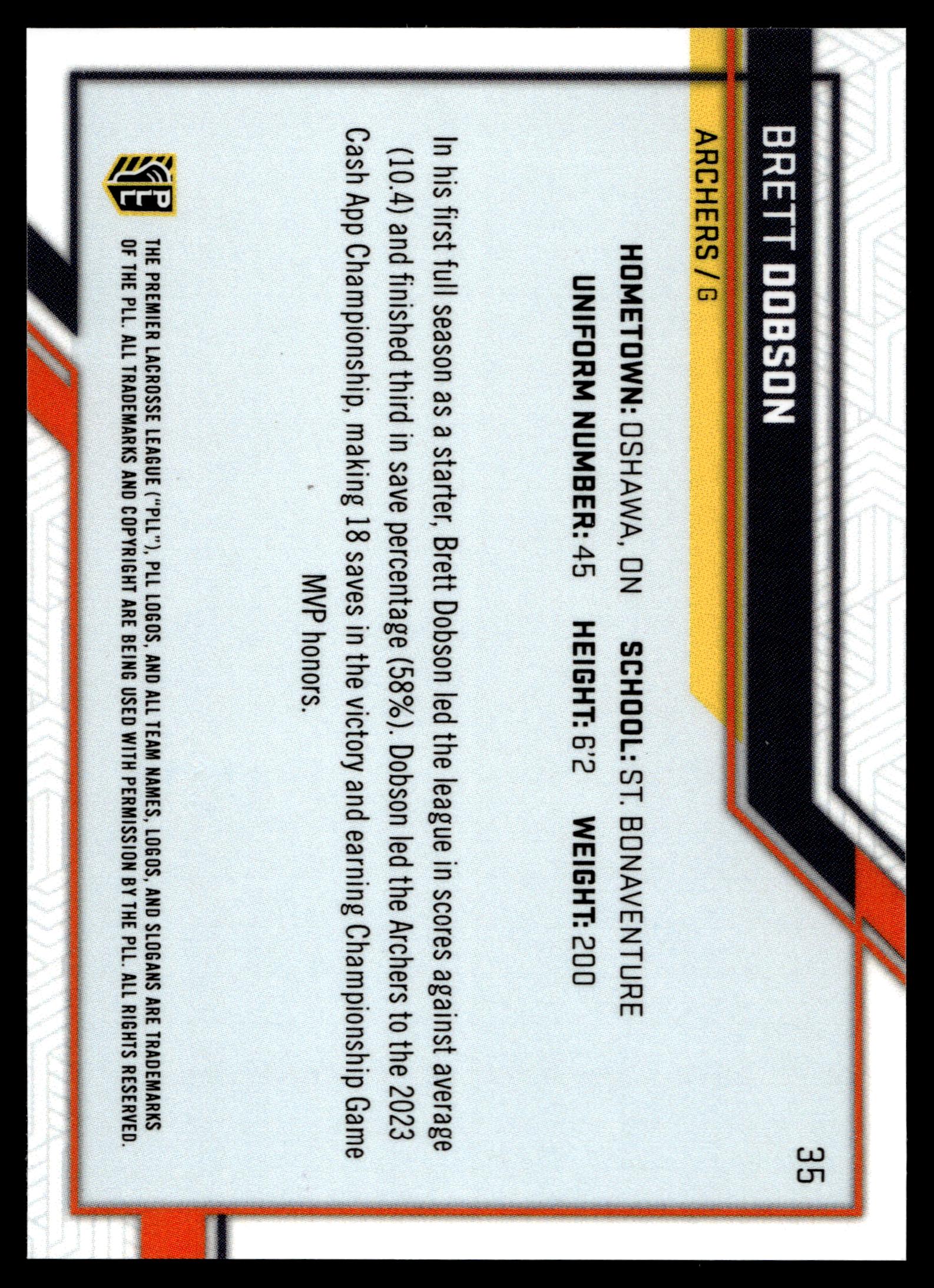Brett Dobson 2023 PLL Snapshot Utah Archers Blue Auto 59/99 #35