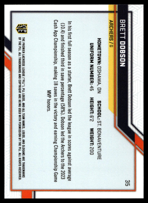 Brett Dobson 2023 PLL Snapshot Utah Archers Auto #35