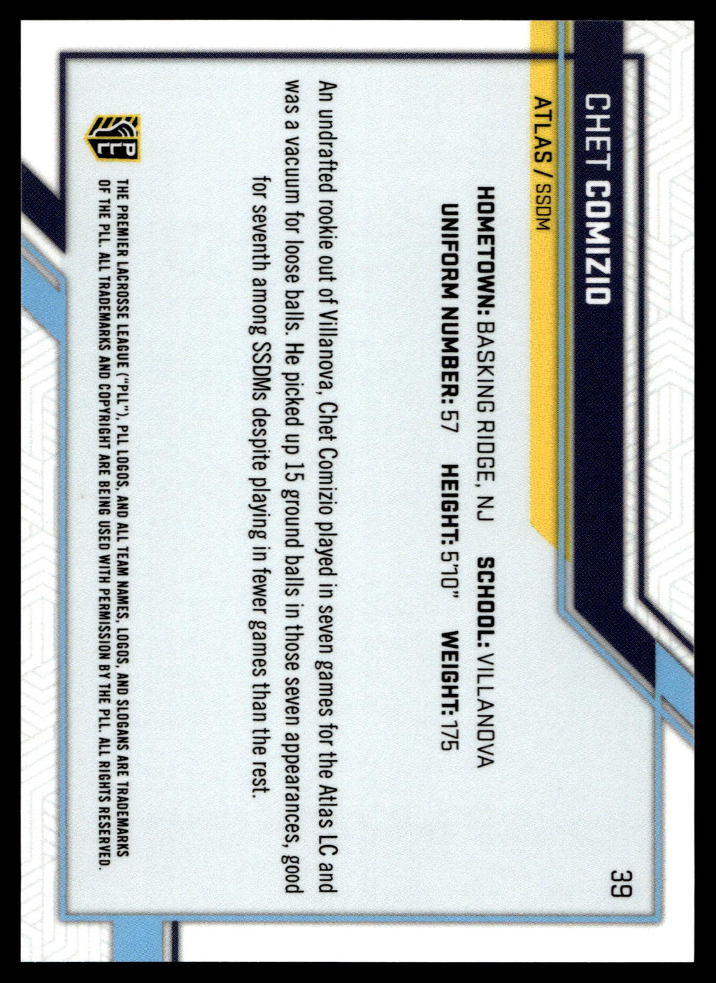 Chet Comizio 2023 PLL Snapshot New York Atlas Black 13/25 #39