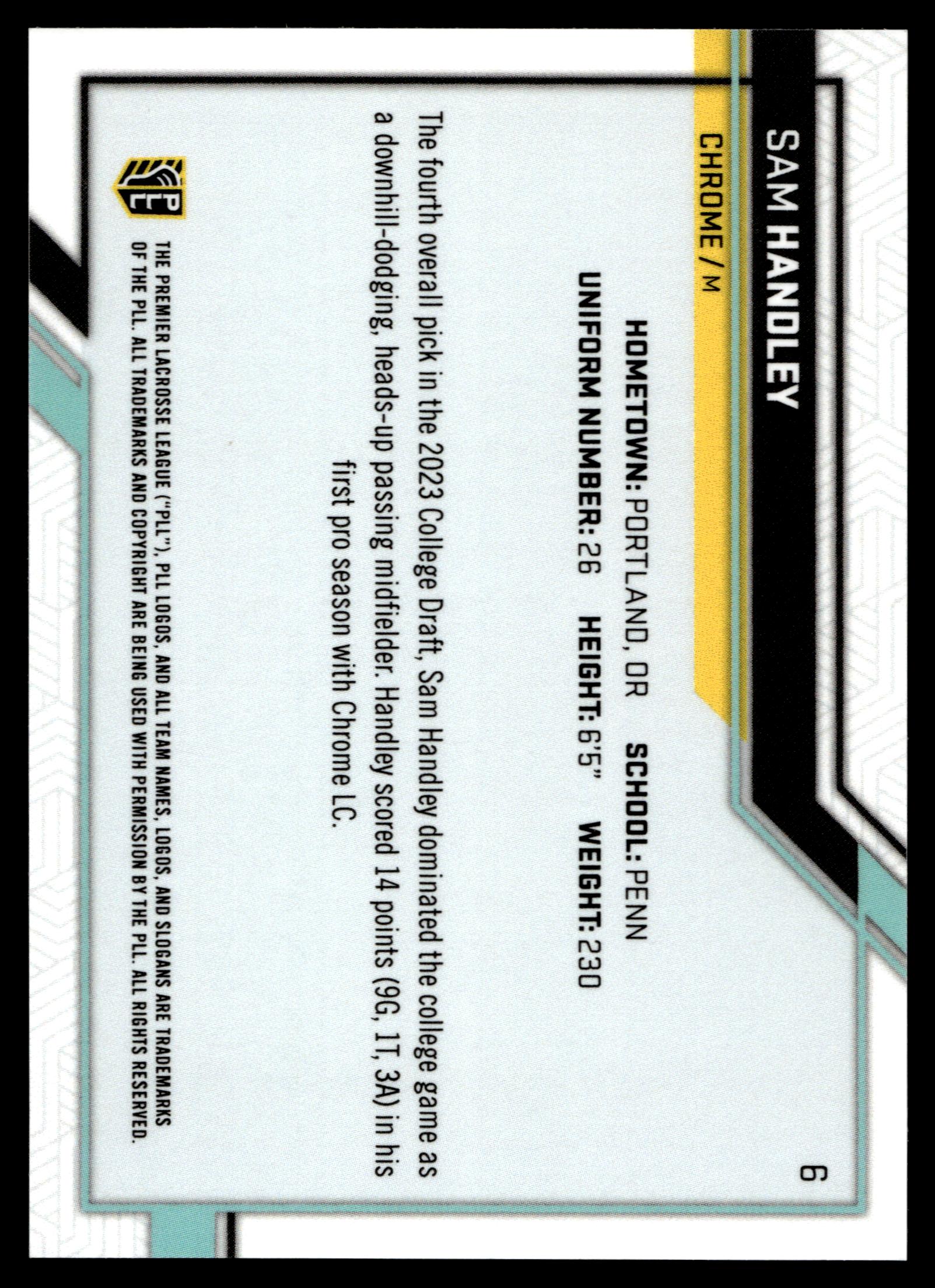 Sam Handley 2023 PLL Snapshot Chrome Blue 50/77 #6