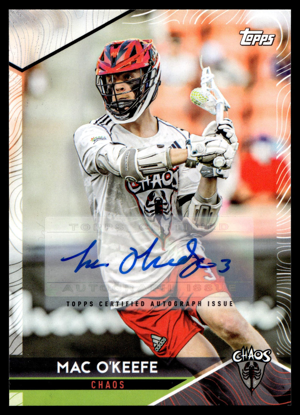 Mac O'Keefe 2022 Topps PLL Carolina Chaos Base Auto #177