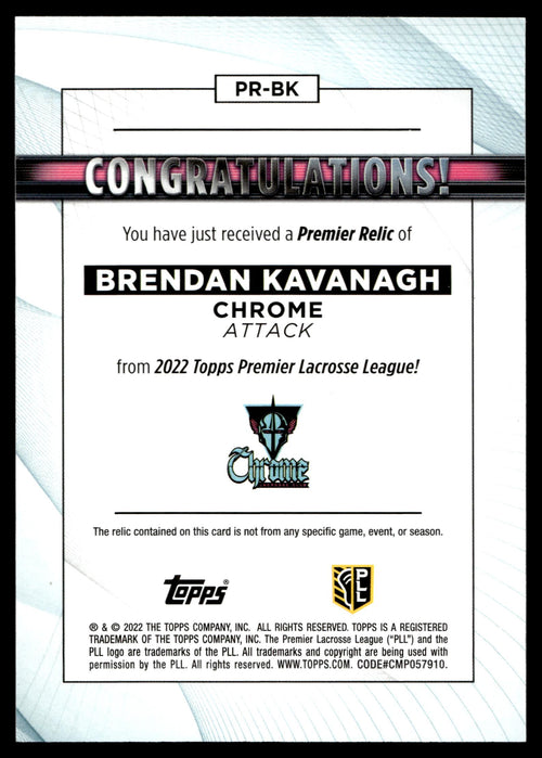 Brendan Kavanagh 2022 Topps PLL Chrome Premier Relics #PR-BK