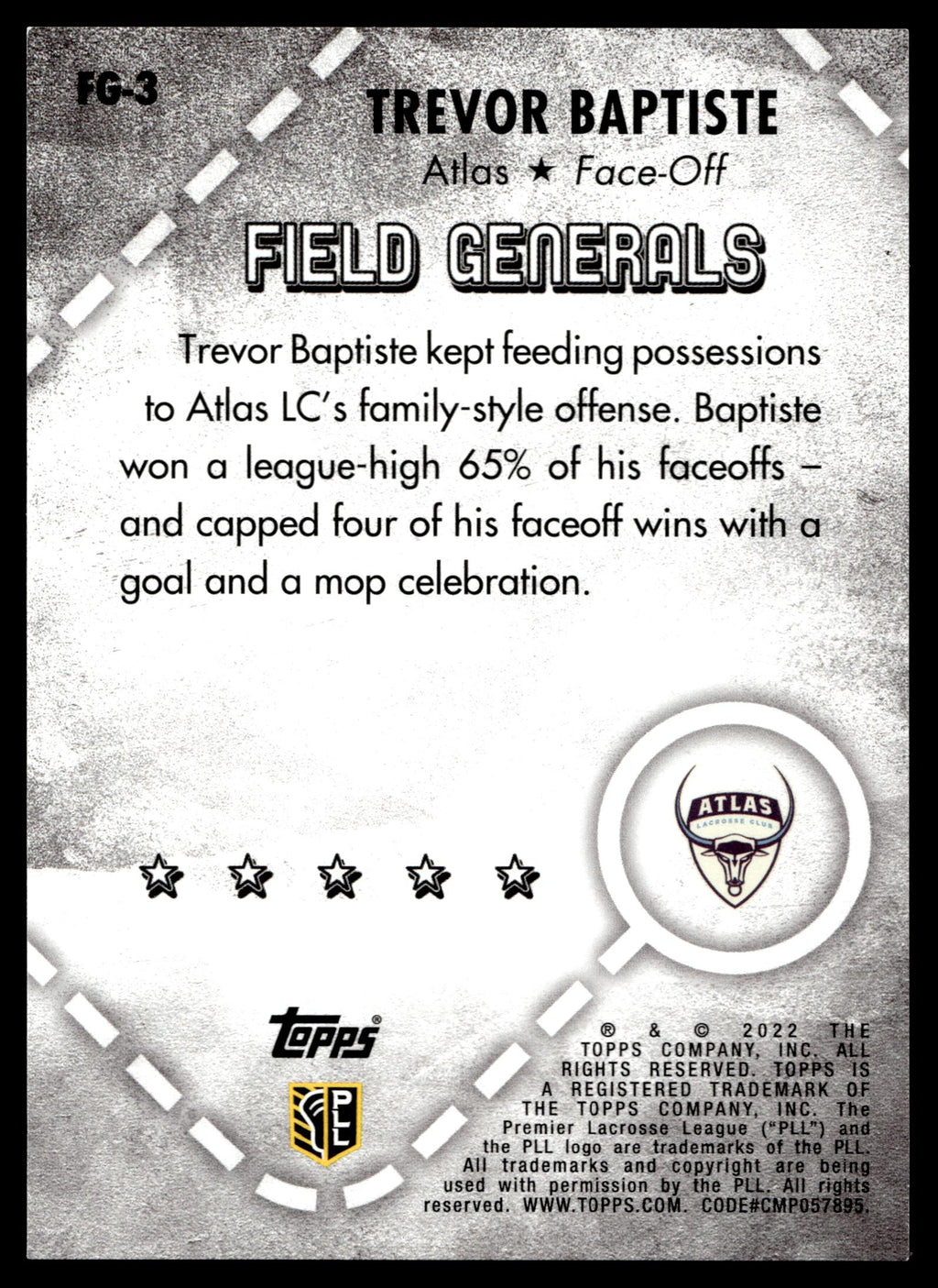 Trevor Baptiste 2022 Topps PLL Atlas Field Generals #FG-3