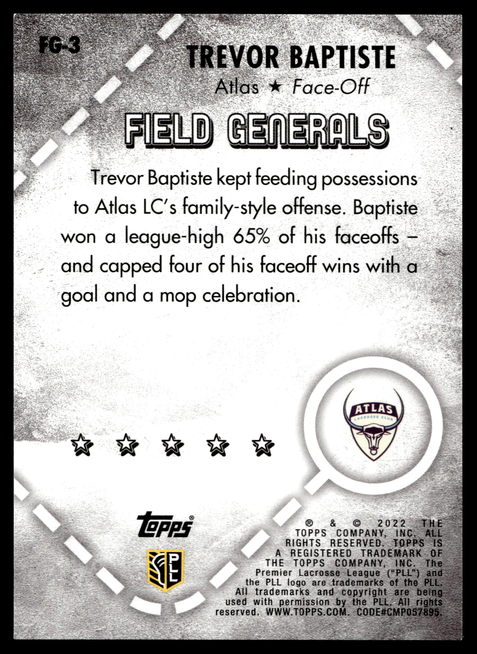 Trevor Baptiste 2022 Topps PLL Atlas Field Generals #FG-3