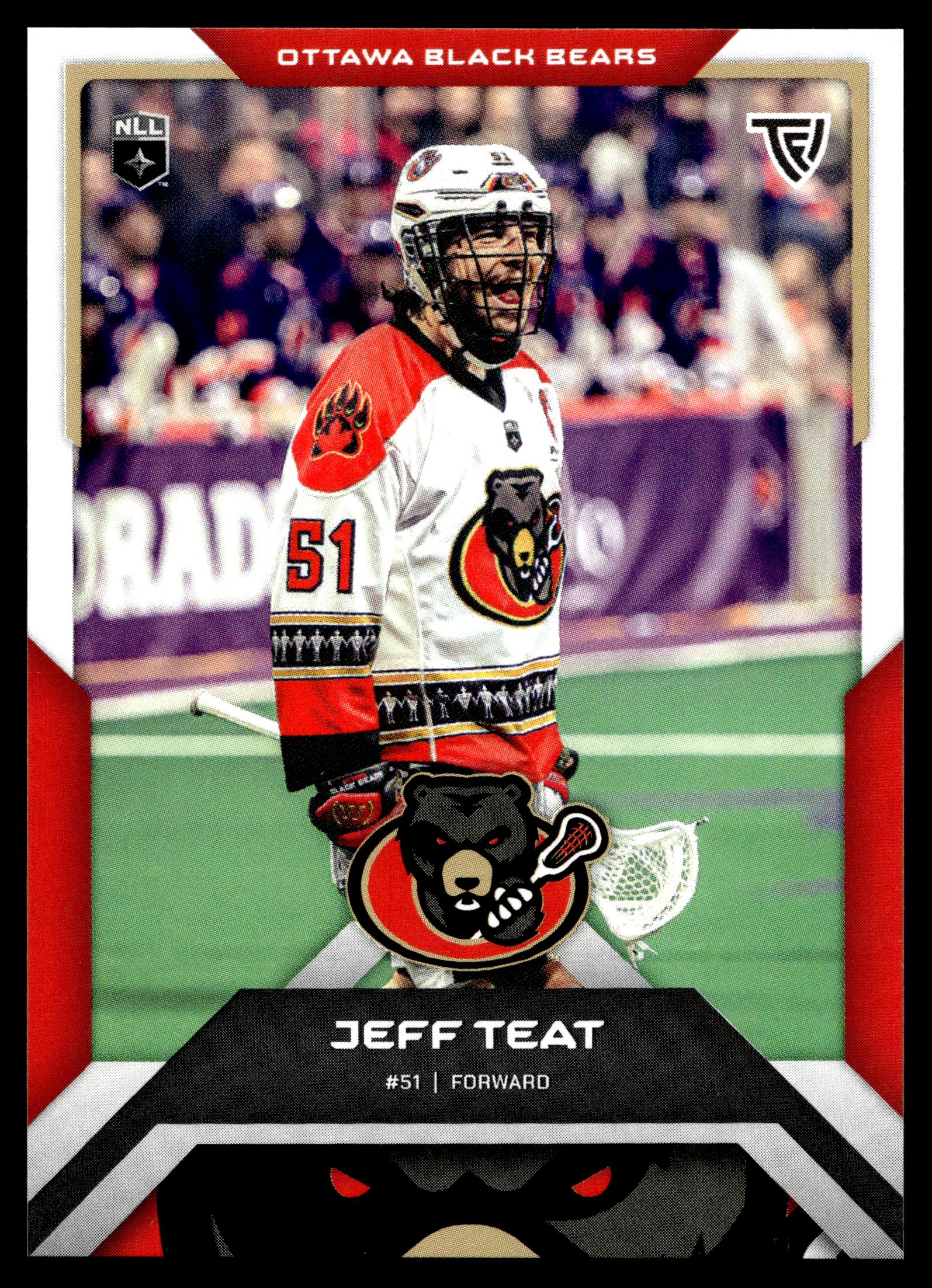 Jeff Teat 2025 TFL Sports NLL Ottawah Black Bears Color Match #106