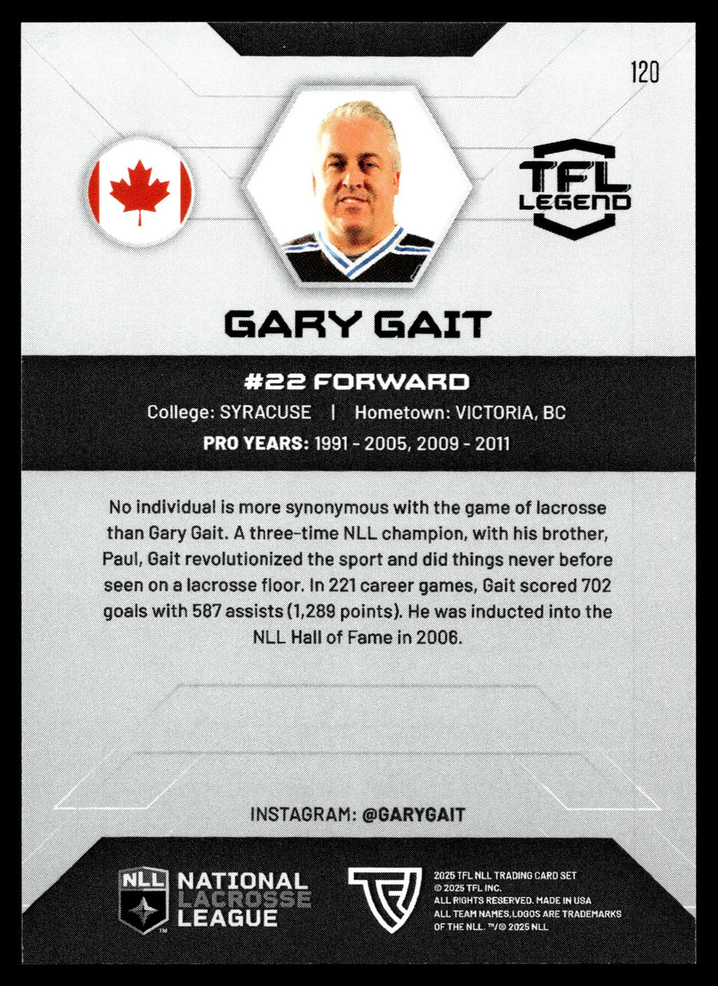 Gary Gait 2025 TFL Sports NLL Colorado Mammoth Color Match #120